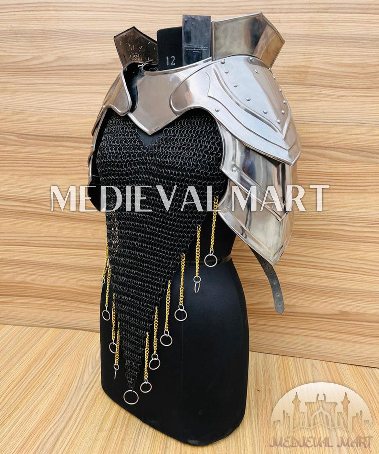 MEDIEVALMART AU Iconic Viking's Jarl Borg Iron Spikes  Battleworn Viking Wooden Shield | Gifts For Dad