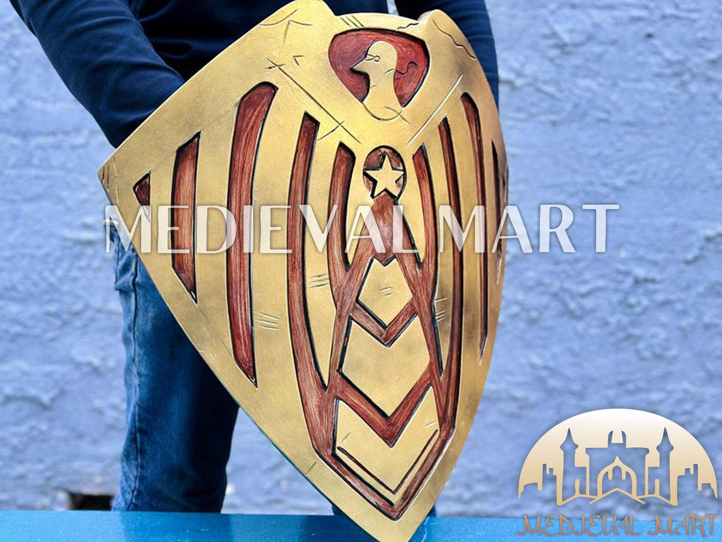MEDIEVALMART AU First Avengers Steve Rogers Damaged Shield | Gift for Cosplayer