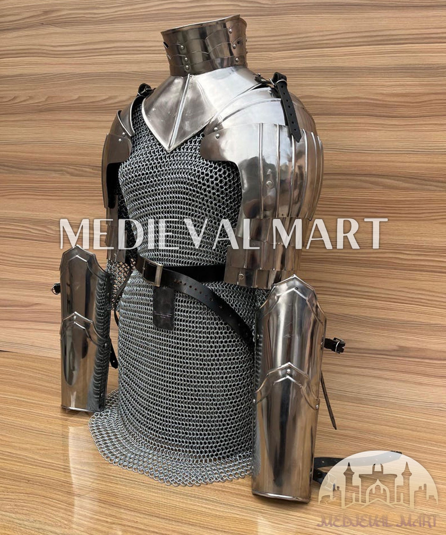 MEDIEVALMART AU Iconic Viking's Jarl Borg Iron Spikes  Battleworn Viking Wooden Shield | Gifts For Dad