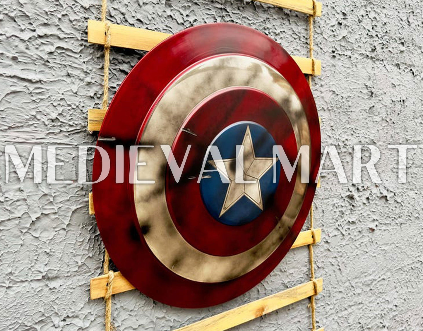 MEDIEVALMART AU First Avengers Steve Rogers Damaged Shield | Gift for Cosplayer