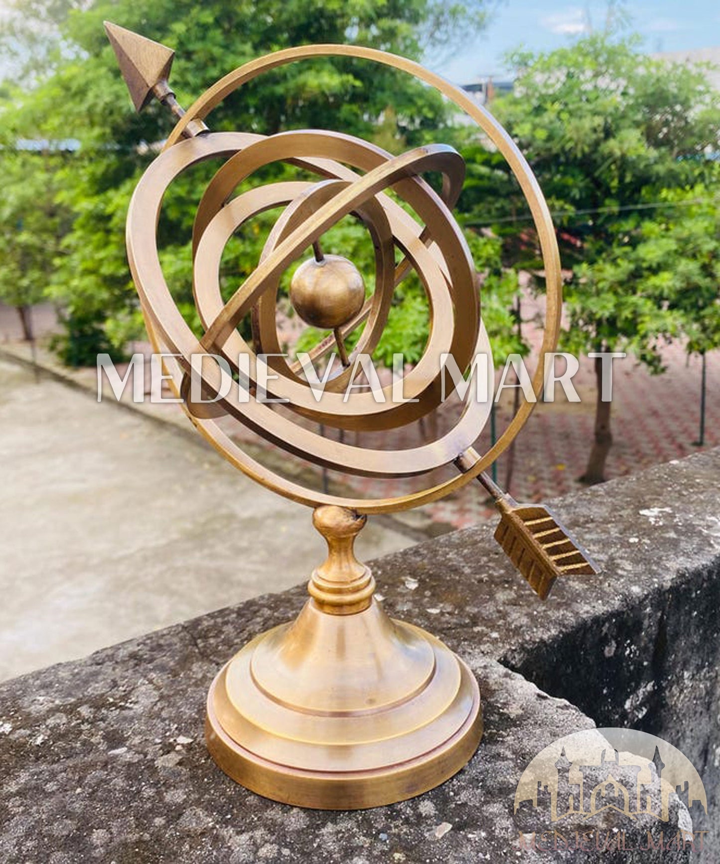 MEDIEVALMART AU "Achilles" Gold Finish Trojan Warrior Helmet W/H Free Stand | Troy Props