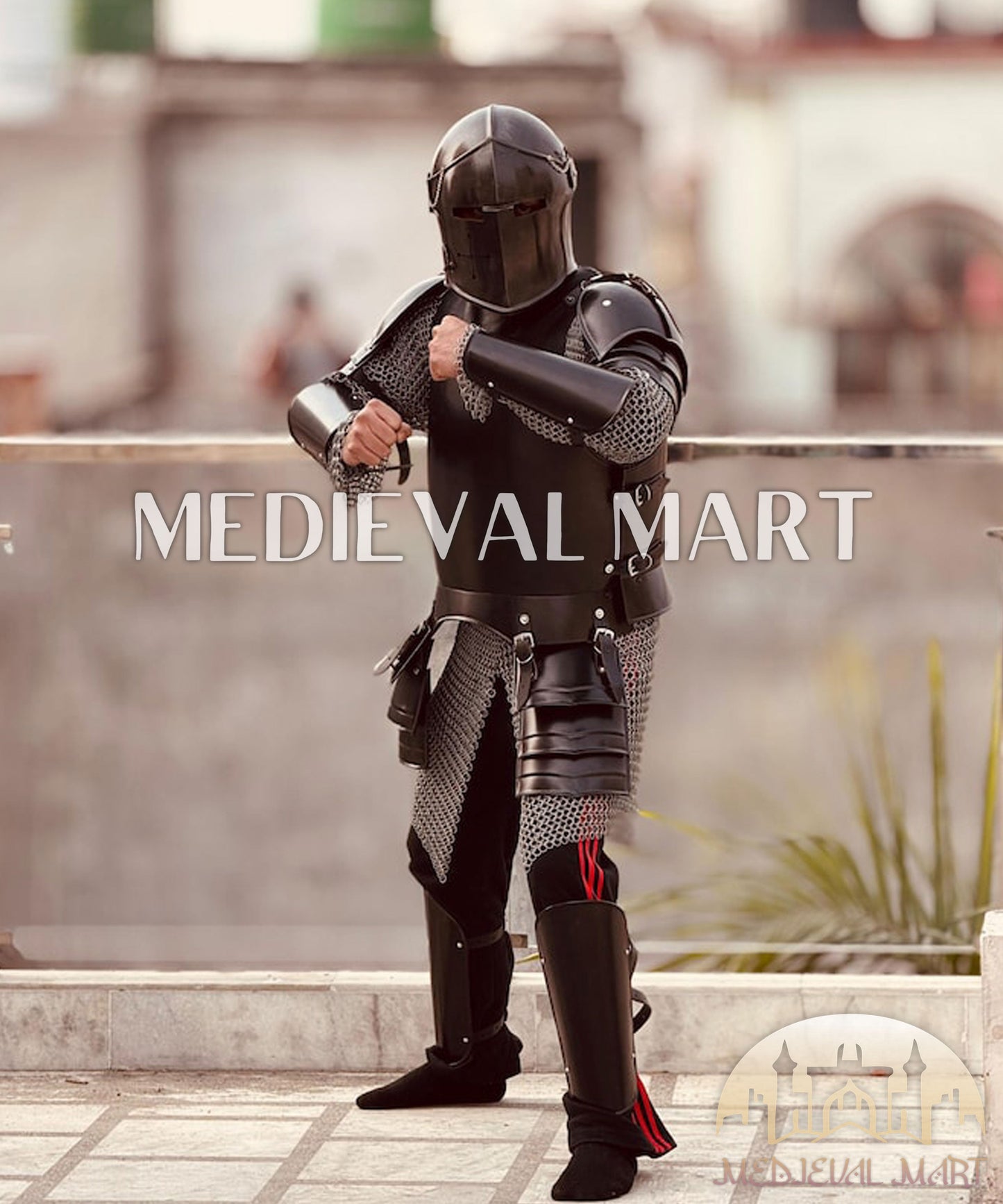 MEDIEVALMART AU Hand Forged Medieval Twisted Troll Cross Iron Pendent With Leather Cord