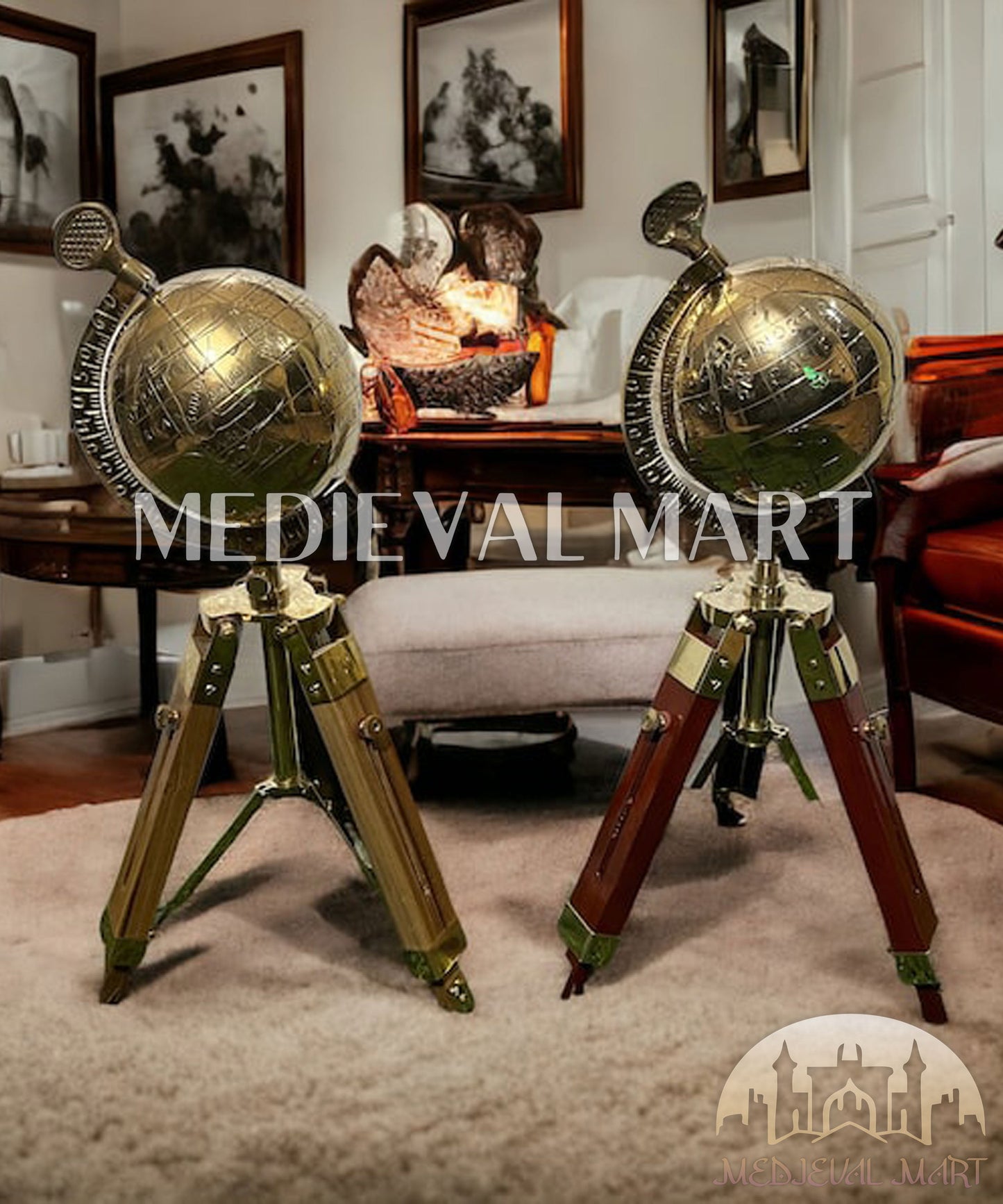 MEDIEVALMART AU "Achilles" Gold Finish Trojan Warrior Helmet W/H Free Stand | Troy Props