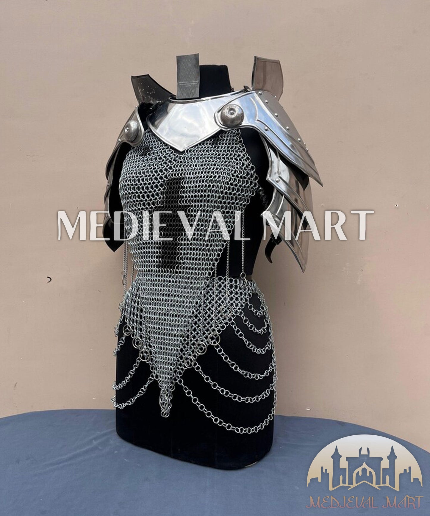 MEDIEVALMART AU Iconic Viking's Jarl Borg Iron Spikes  Battleworn Viking Wooden Shield | Gifts For Dad