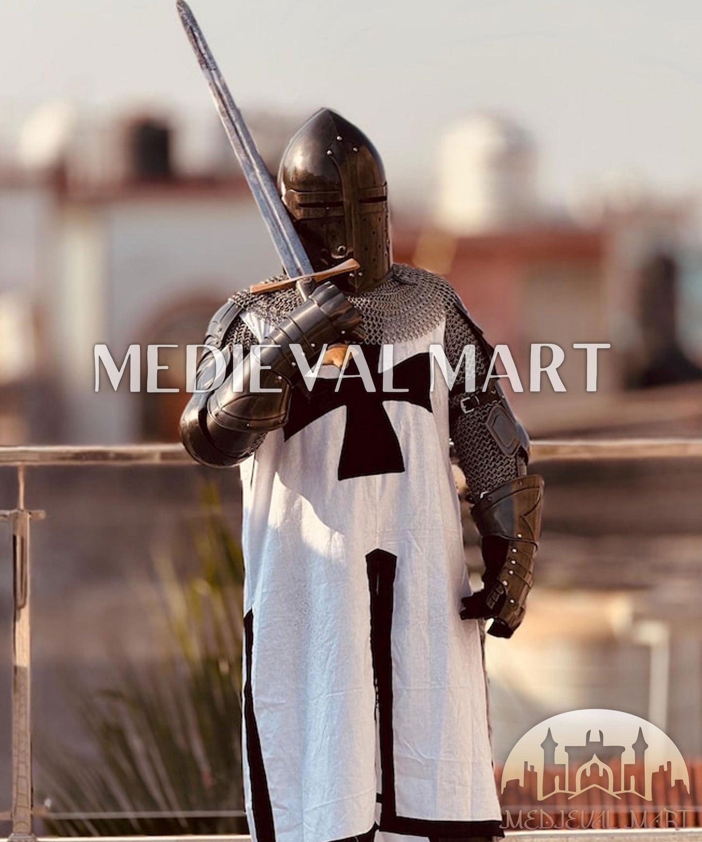 MEDIEVALMART AU Hand Forged Medieval Twisted Troll Cross Iron Pendent With Leather Cord