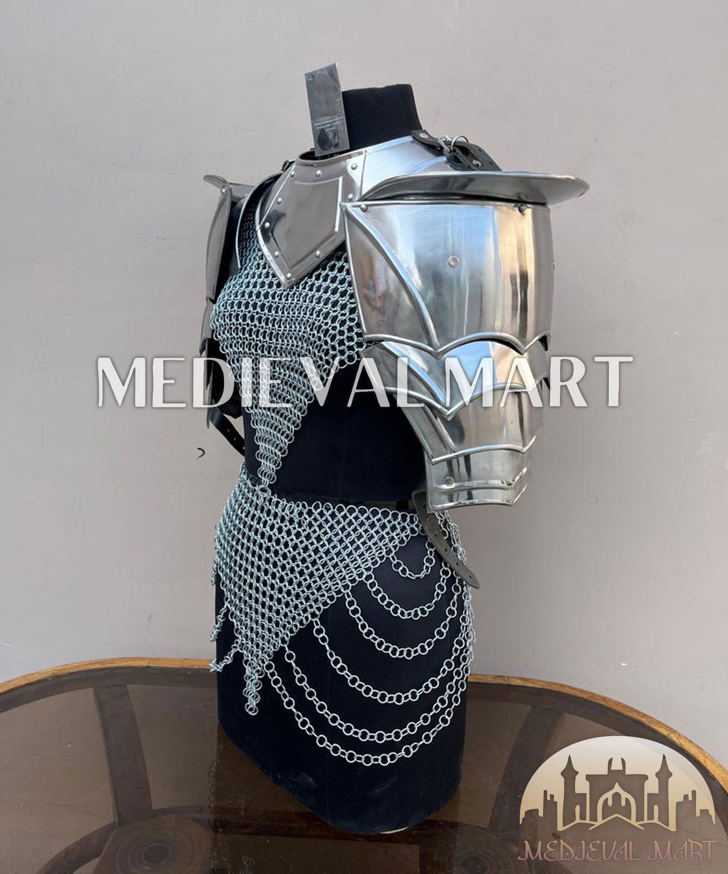 MEDIEVALMART AU Iconic Viking's Jarl Borg Iron Spikes  Battleworn Viking Wooden Shield | Gifts For Dad