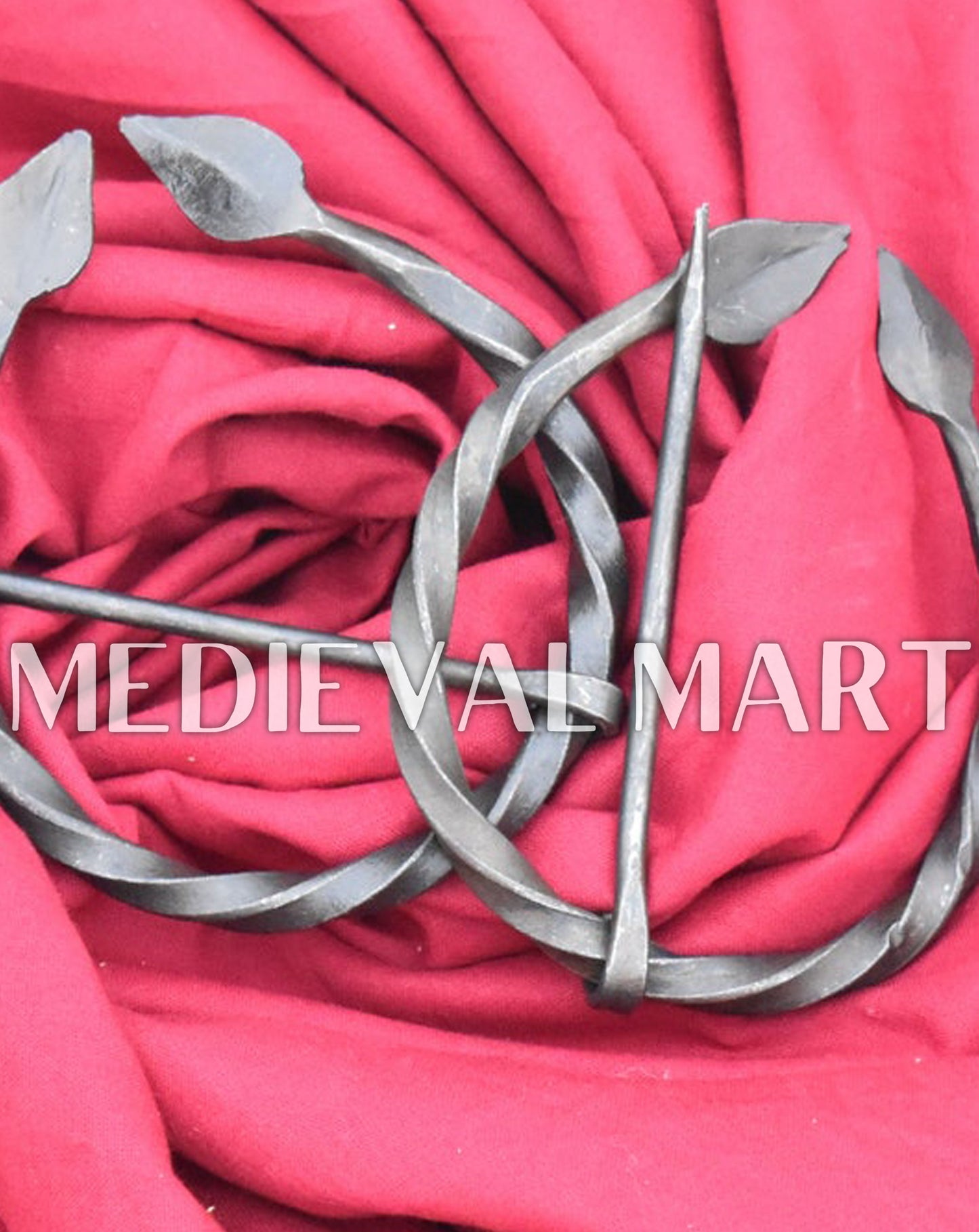 MEDIEVALMART AU Hand Forged Medieval Twisted Troll Cross Iron Pendent With Leather Cord