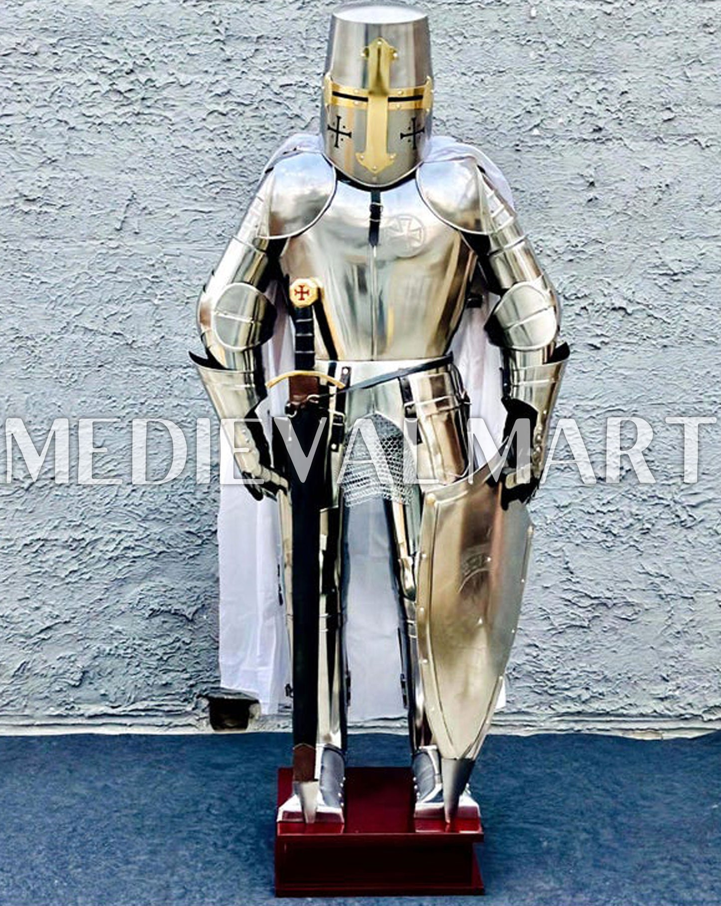 MEDIEVALMART AU Hand Forged Medieval Twisted Troll Cross Iron Pendent With Leather Cord