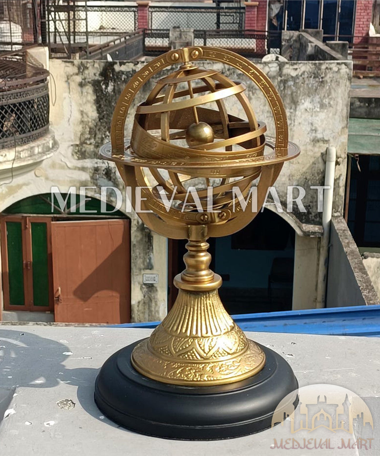 MEDIEVALMART AU "Achilles" Gold Finish Trojan Warrior Helmet W/H Free Stand | Troy Props