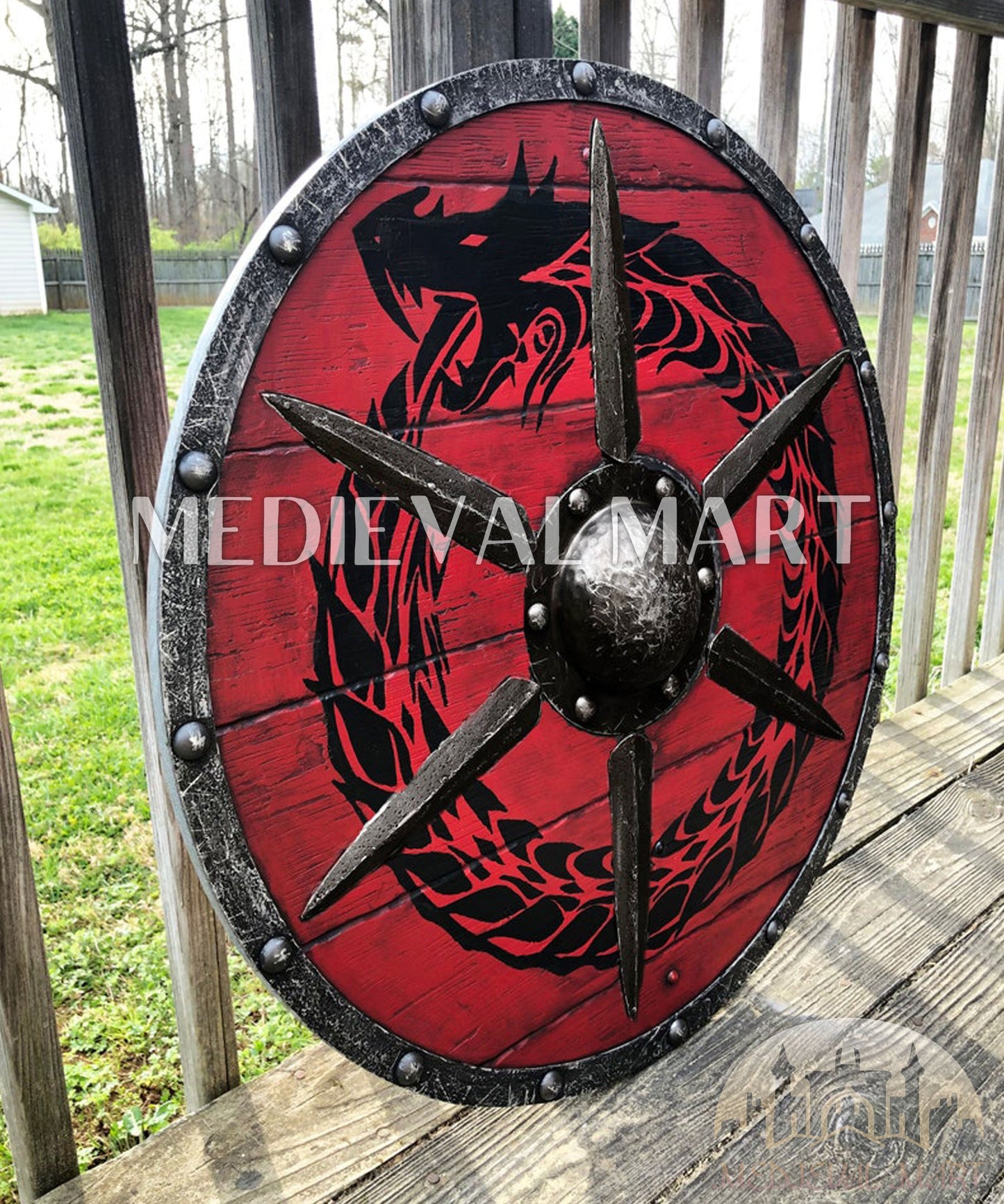 MEDIEVALMART AU First Avengers Steve Rogers Damaged Shield | Gift for Cosplayer