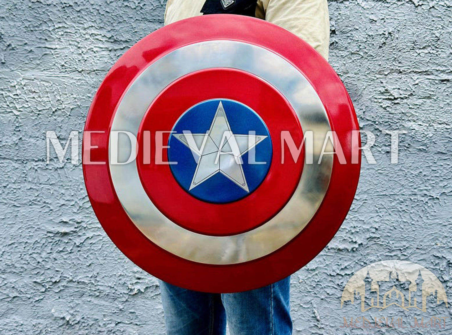 MEDIEVALMART AU First Avengers Steve Rogers Damaged Shield | Gift for Cosplayer