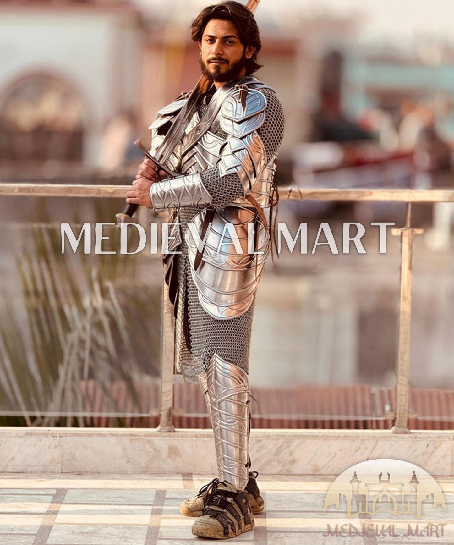 MEDIEVALMART AU Hand Forged Medieval Twisted Troll Cross Iron Pendent With Leather Cord