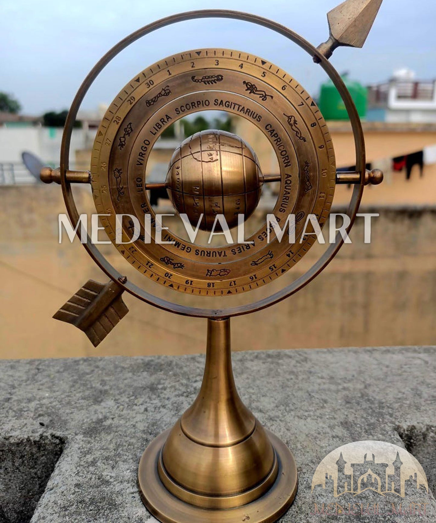 MEDIEVALMART AU "Achilles" Gold Finish Trojan Warrior Helmet W/H Free Stand | Troy Props