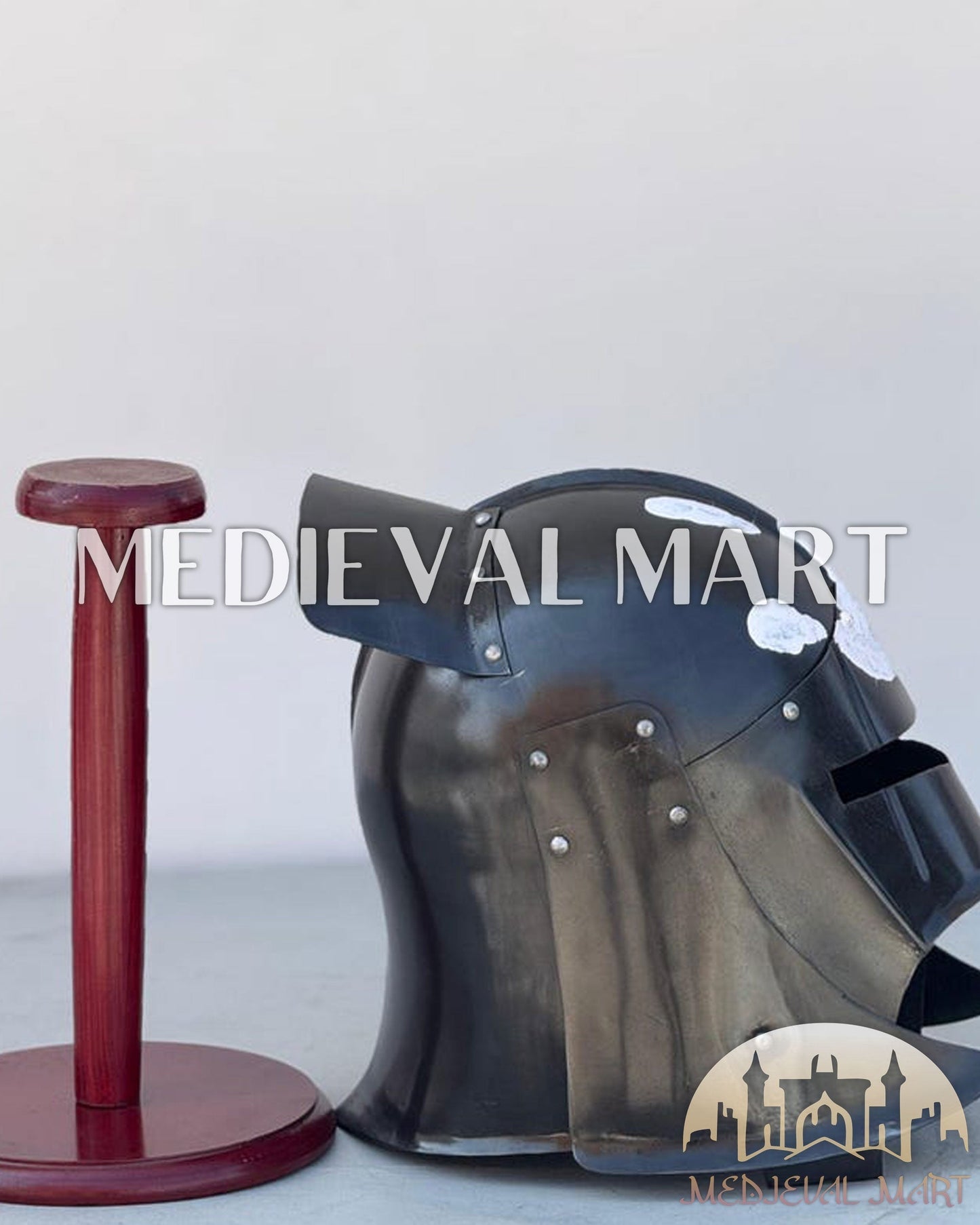 MEDIEVALMART AU Great Fantasy Helmet With Metal Horns or Free Stand | LARP Props