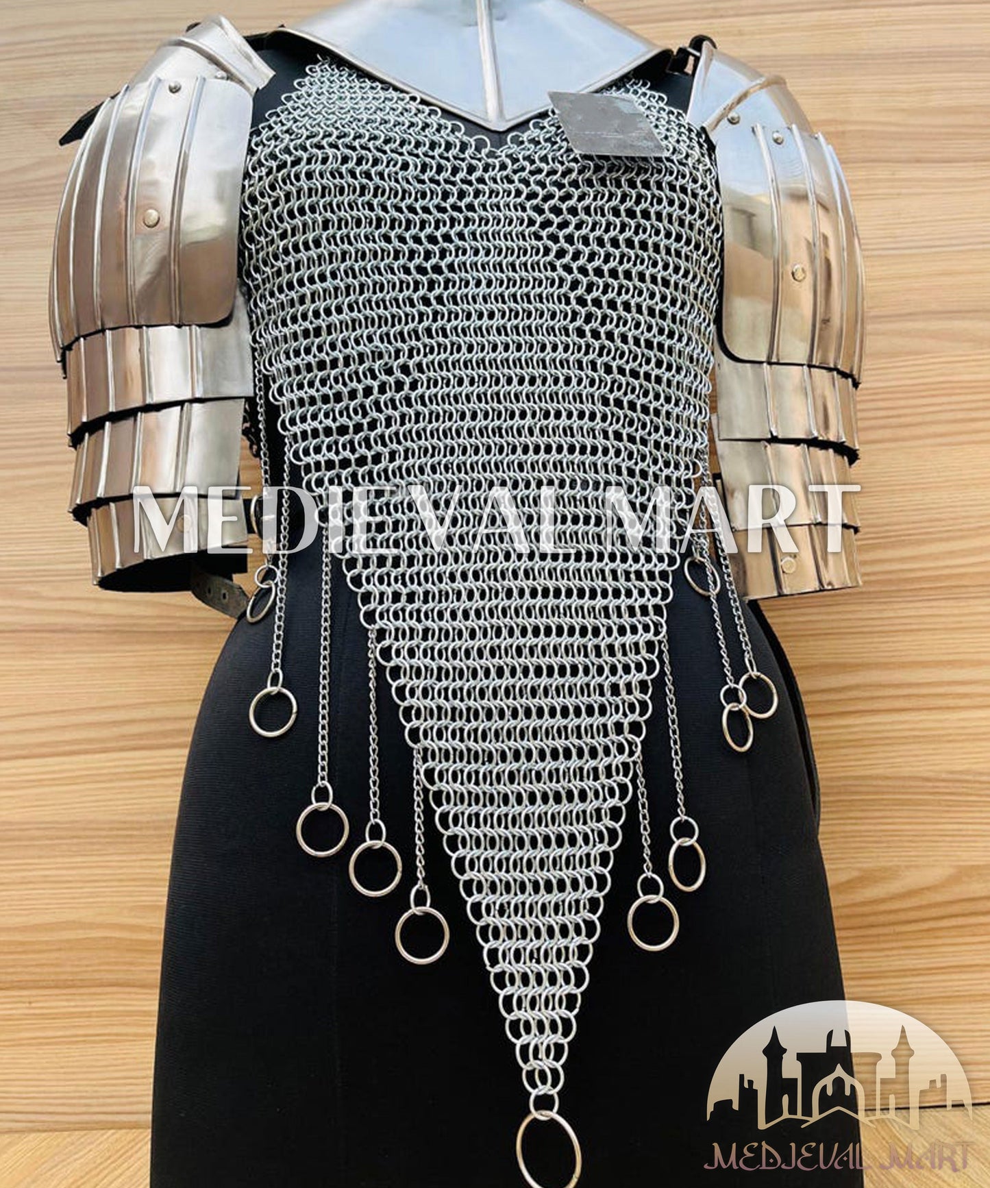 MEDIEVALMART AU Iconic Viking's Jarl Borg Iron Spikes  Battleworn Viking Wooden Shield | Gifts For Dad