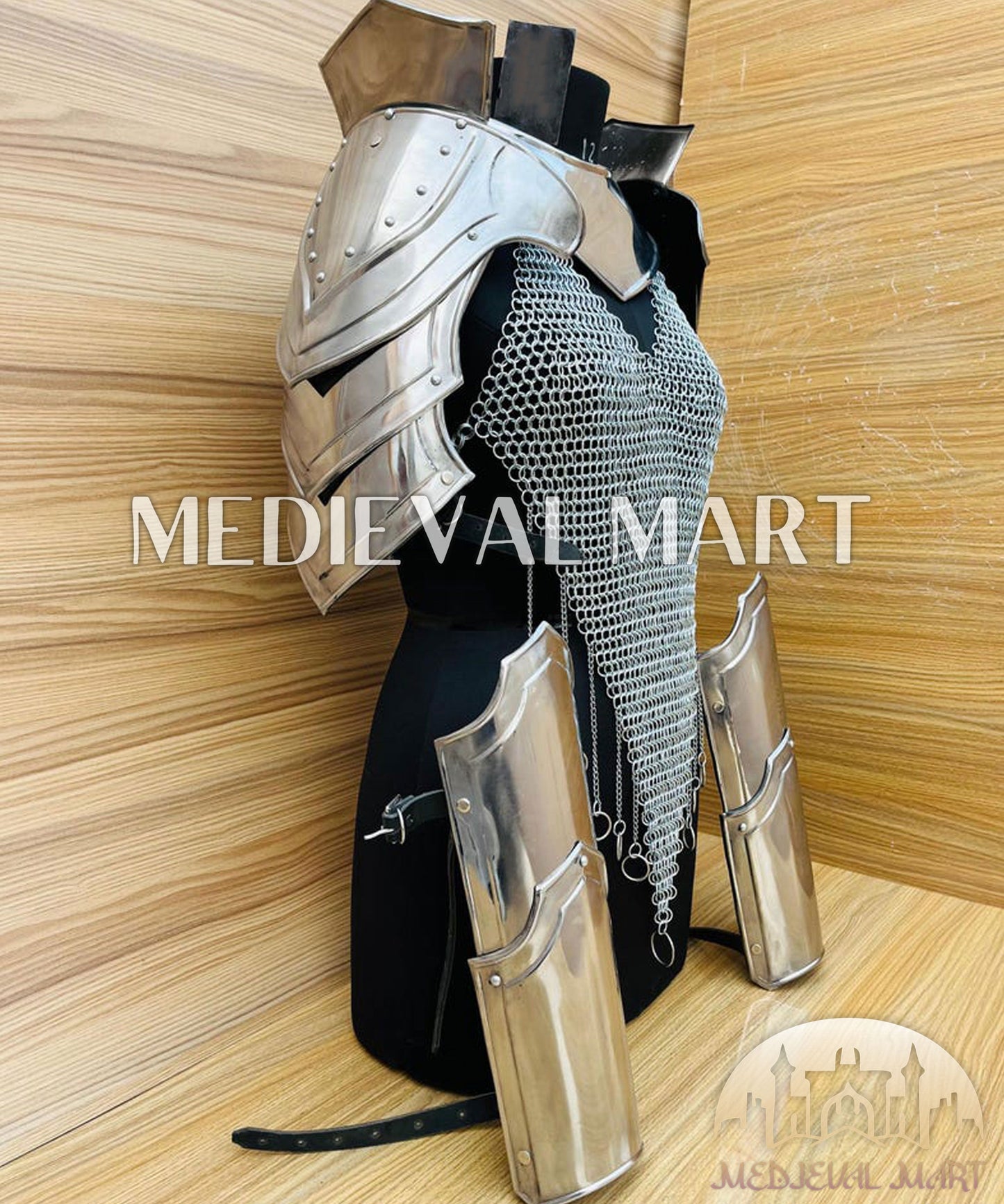 MEDIEVALMART AU Iconic Viking's Jarl Borg Iron Spikes  Battleworn Viking Wooden Shield | Gifts For Dad