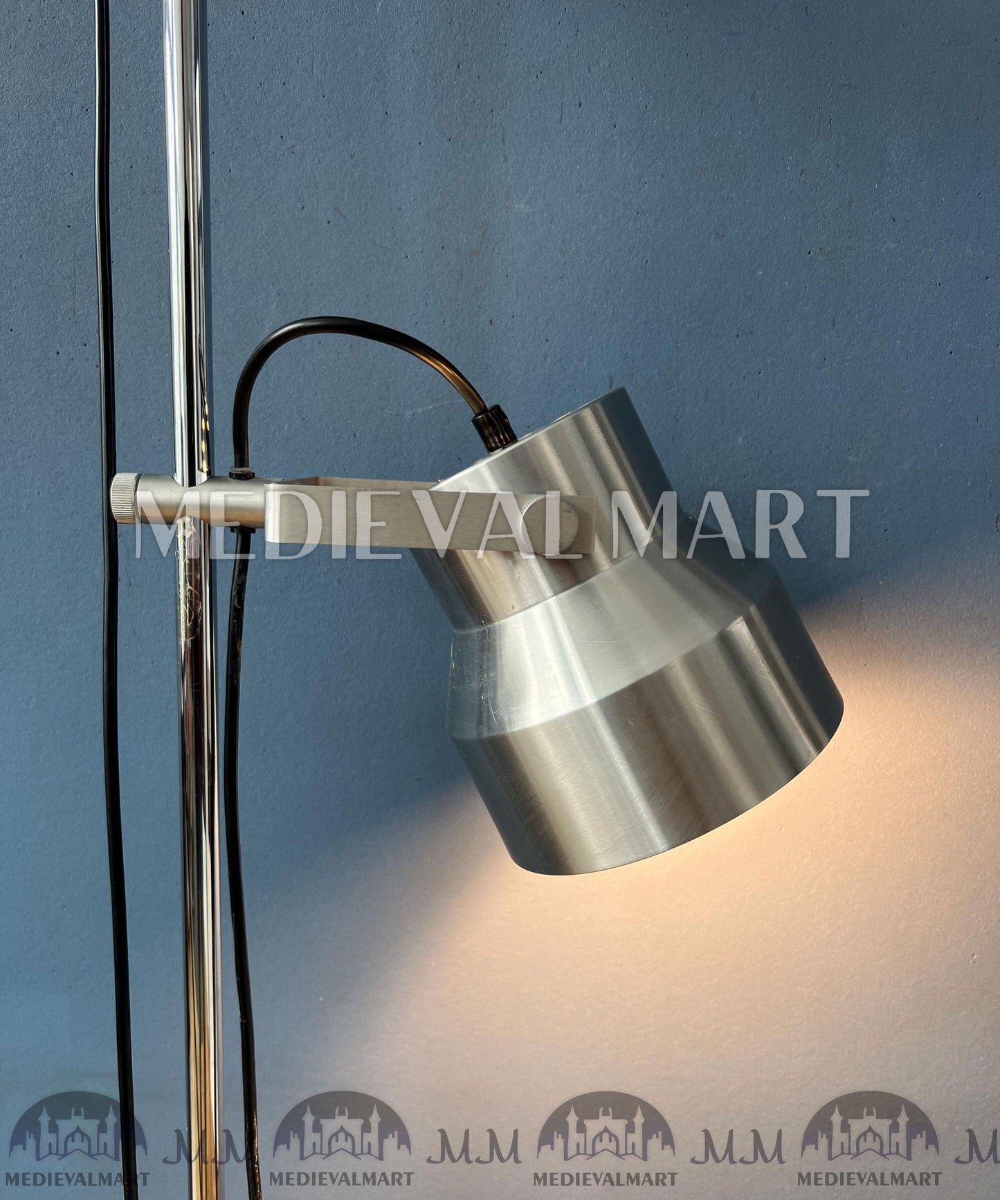 MEDIEVALMART AU Vintage Mid Century Silver Dijkstra Space Age Floor Lamp