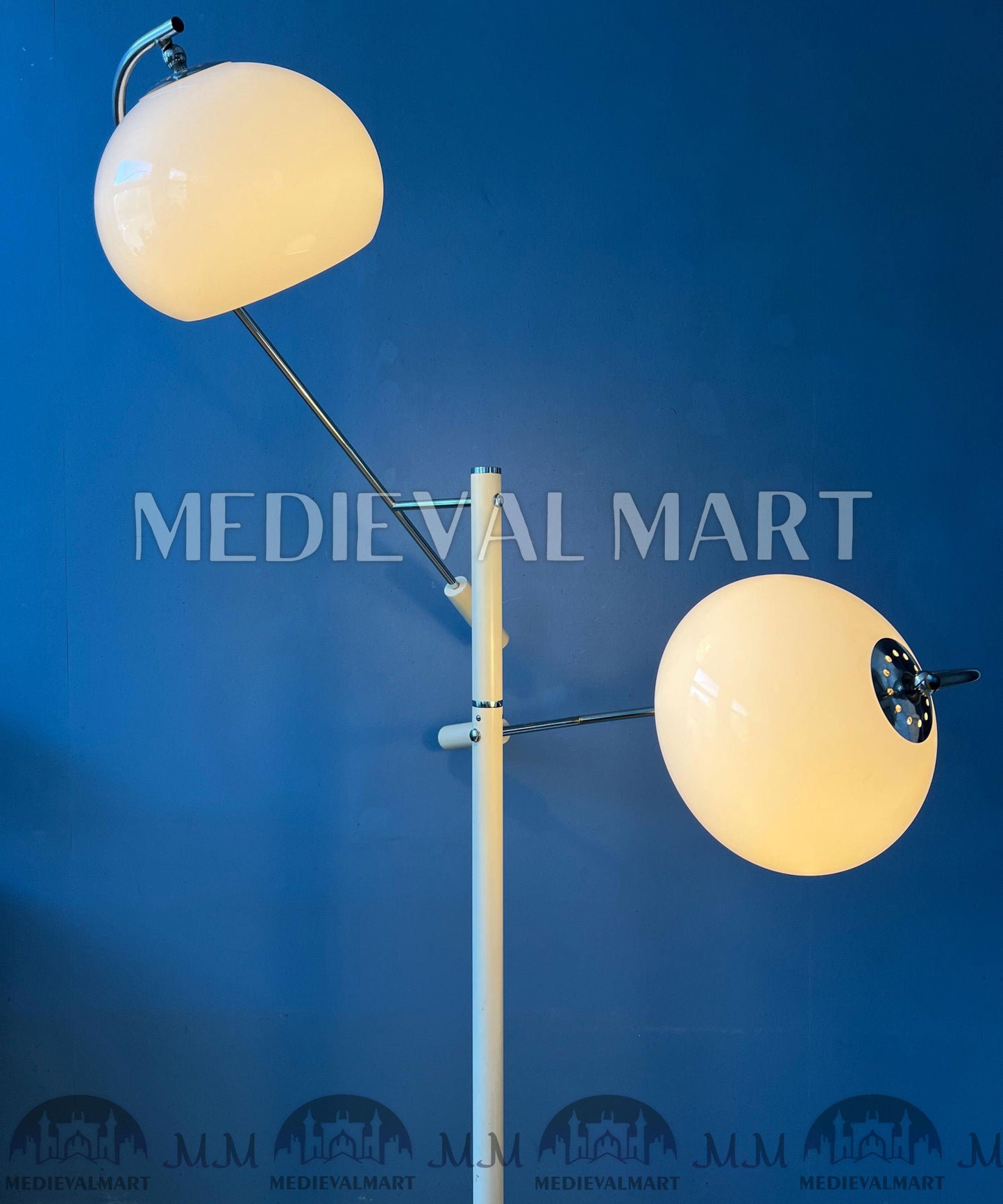 MEDIEVALMART AU Vintage Mid Century Silver Dijkstra Space Age Floor Lamp