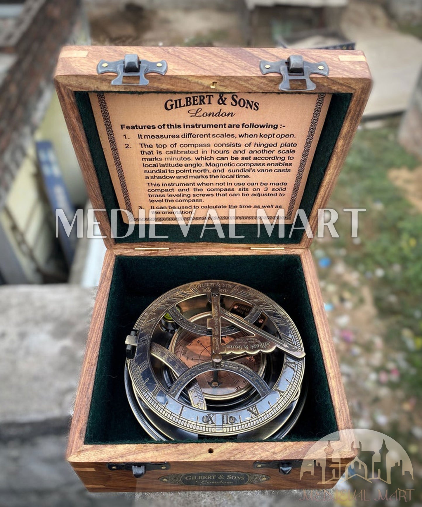 MEDIEVALMART AU Antique Finish “100 Years Calendar” Engraved Compass W/H “VintageVault” Case | Gift For Dad, Gift For Mom