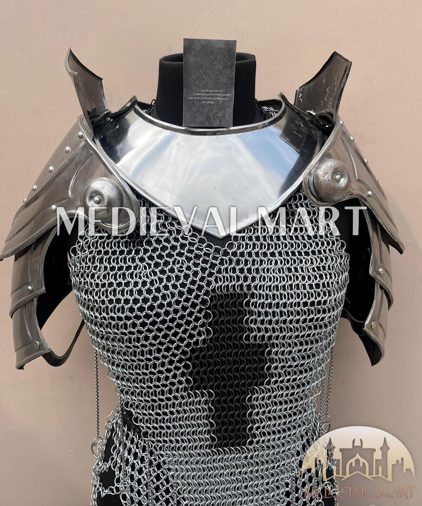 MEDIEVALMART AU Iconic Viking's Jarl Borg Iron Spikes  Battleworn Viking Wooden Shield | Gifts For Dad