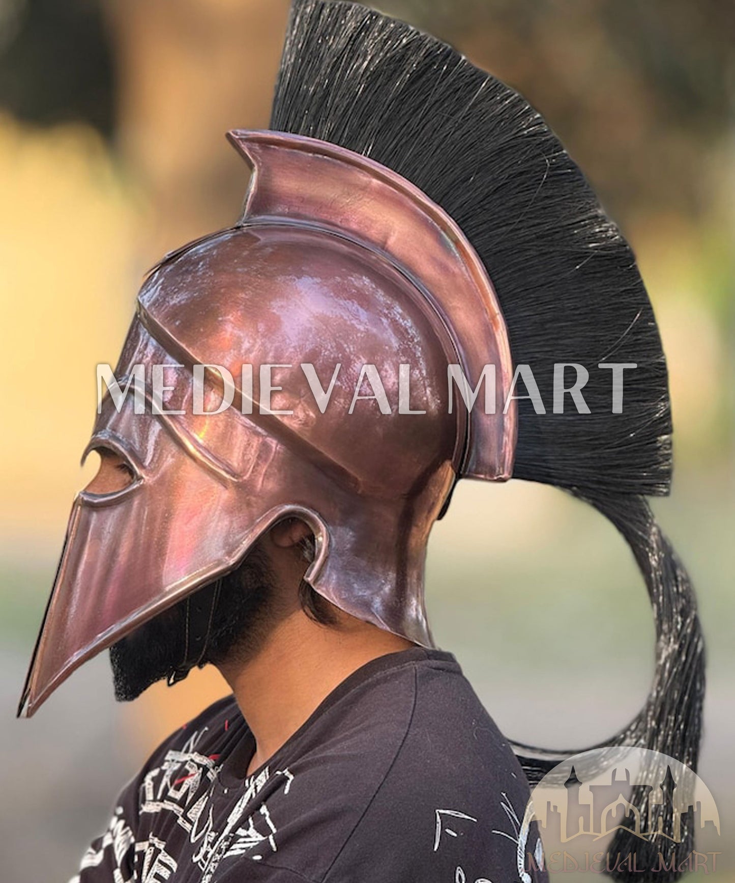 MEDIEVALMART AU Great Fantasy Helmet With Metal Horns or Free Stand | LARP Props