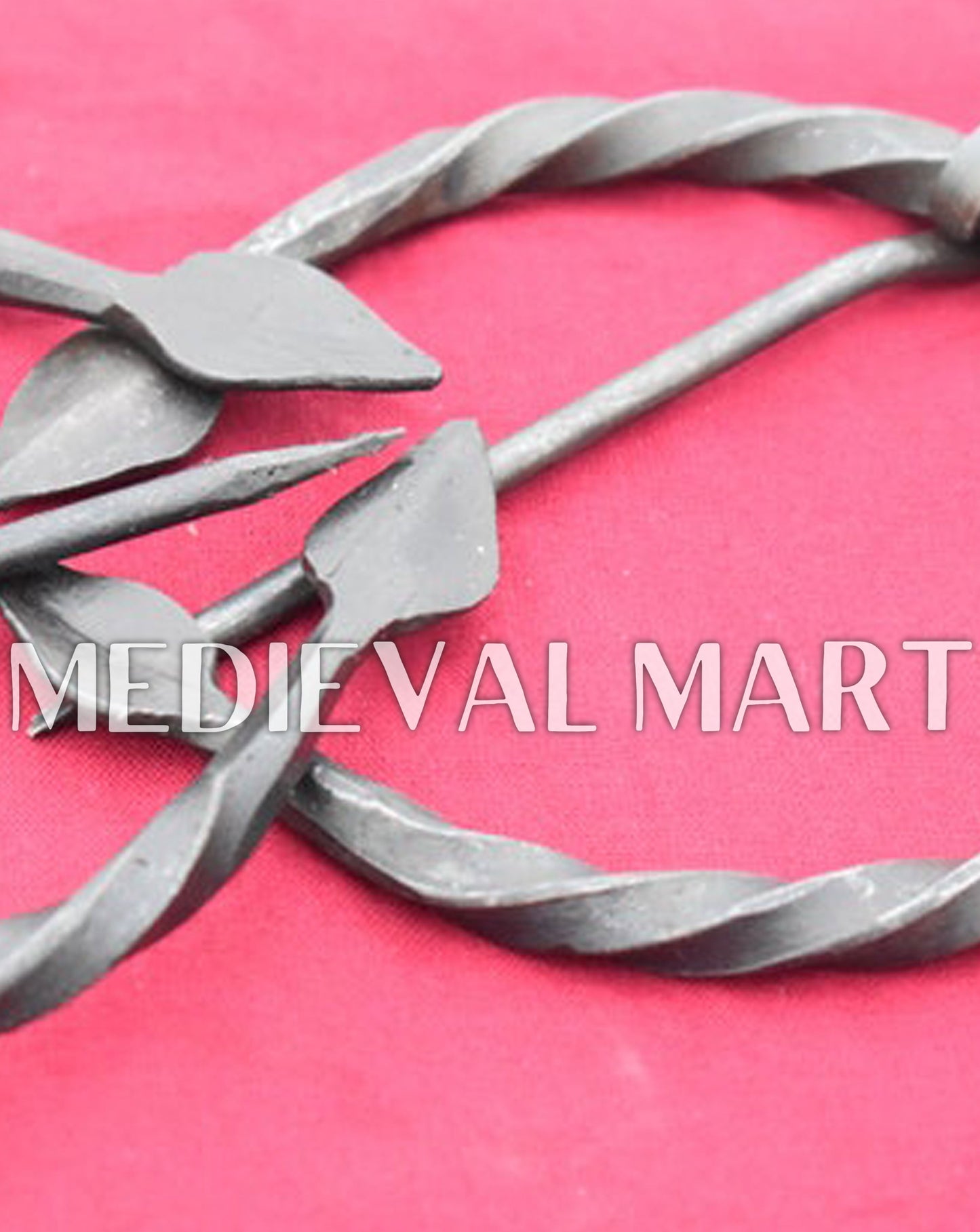 MEDIEVALMART AU Hand Forged Medieval Twisted Troll Cross Iron Pendent With Leather Cord