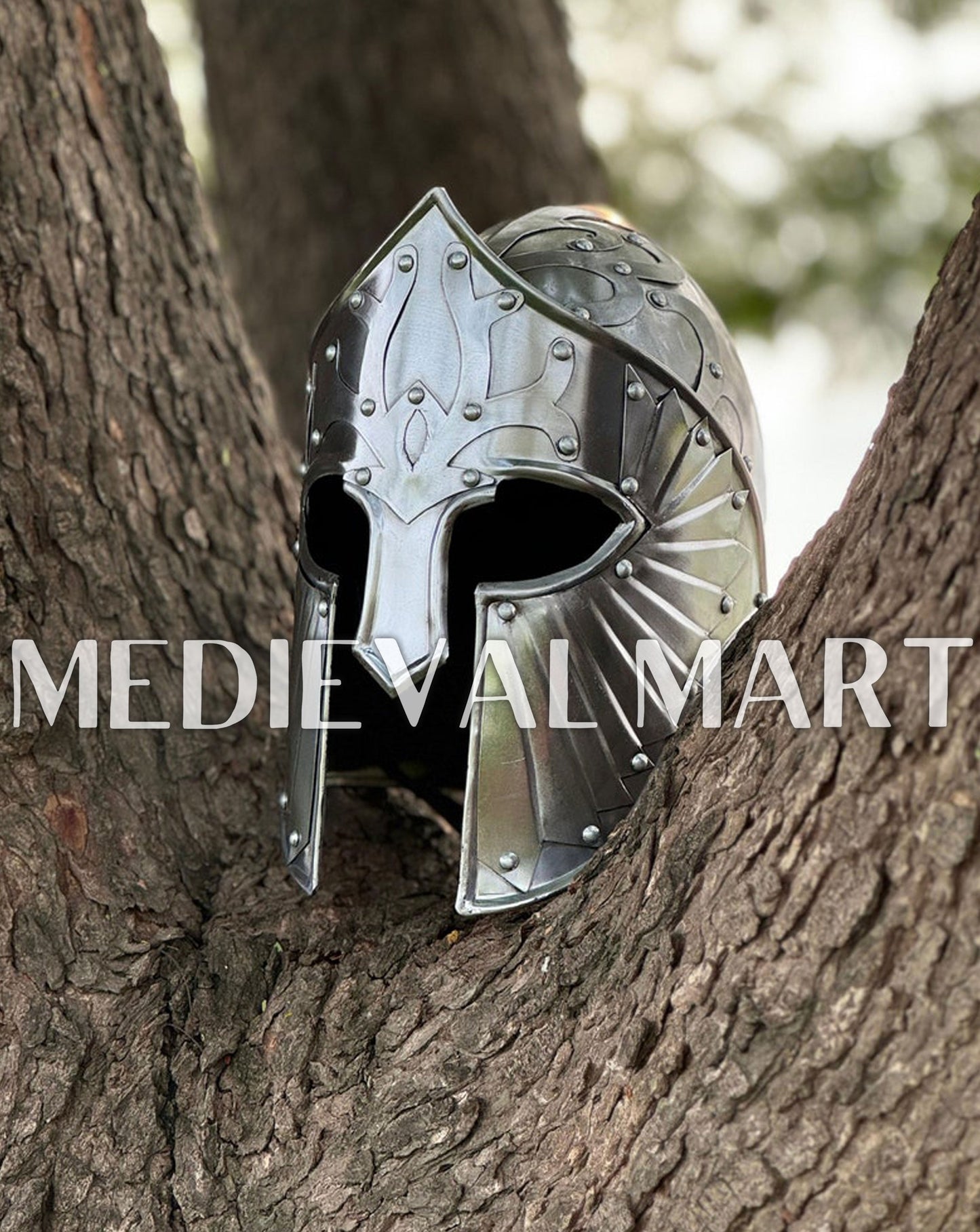 MEDIEVALMART AU "Achilles" Gold Finish Trojan Warrior Helmet W/H Free Stand | Troy Props
