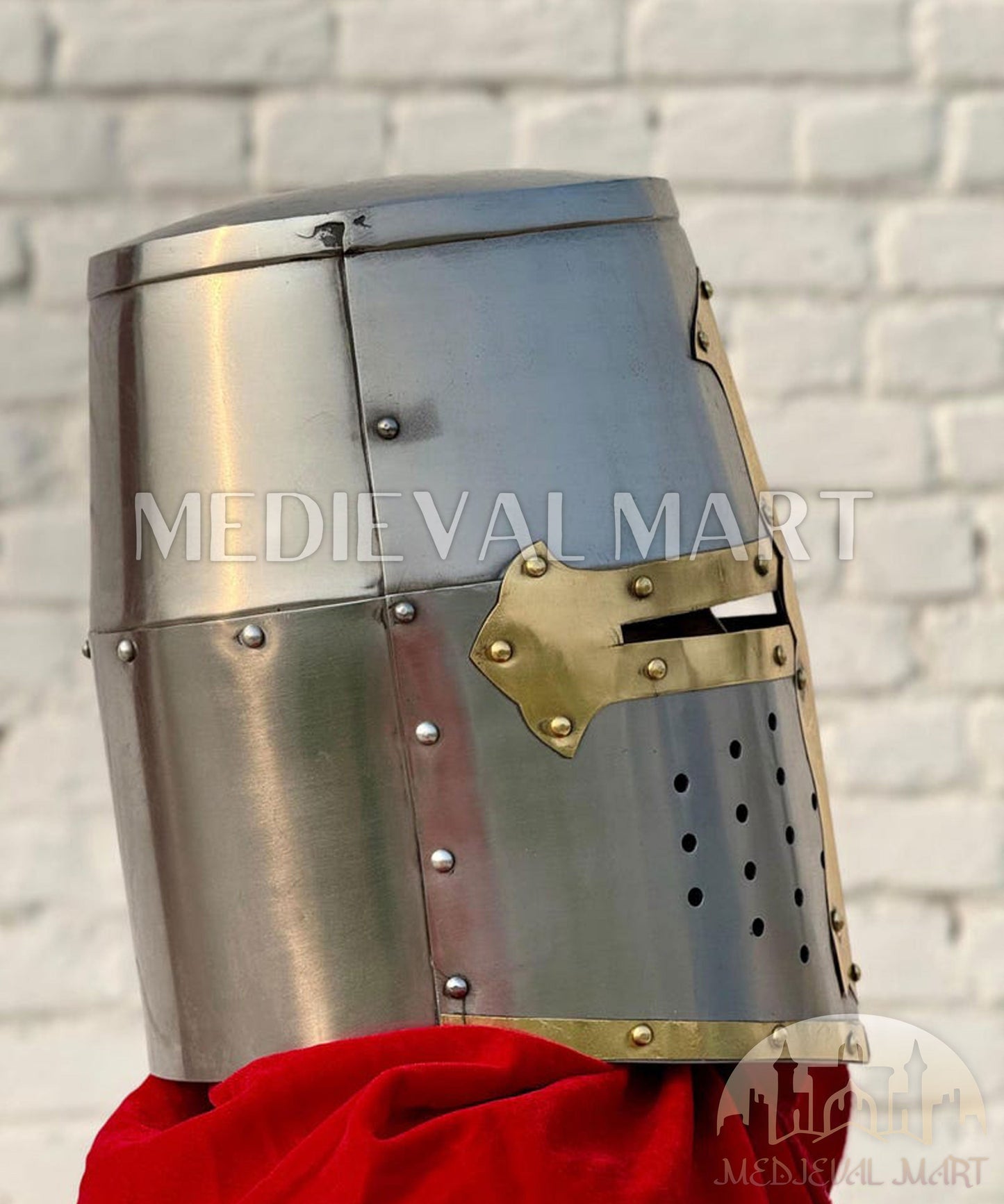 MEDIEVALMART AU Great Fantasy Helmet With Metal Horns or Free Stand | LARP Props