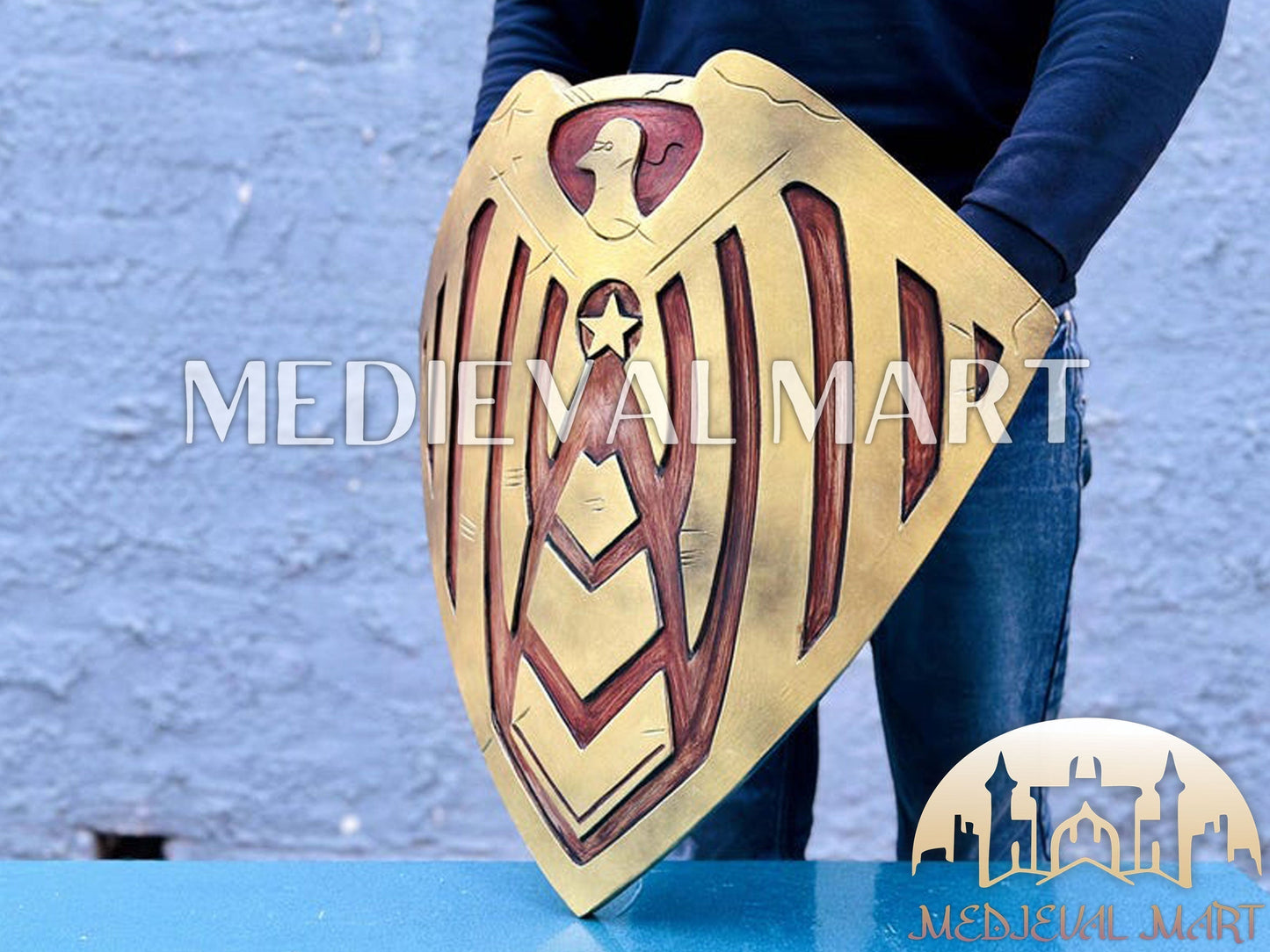 MEDIEVALMART AU First Avengers Steve Rogers Damaged Shield | Gift for Cosplayer