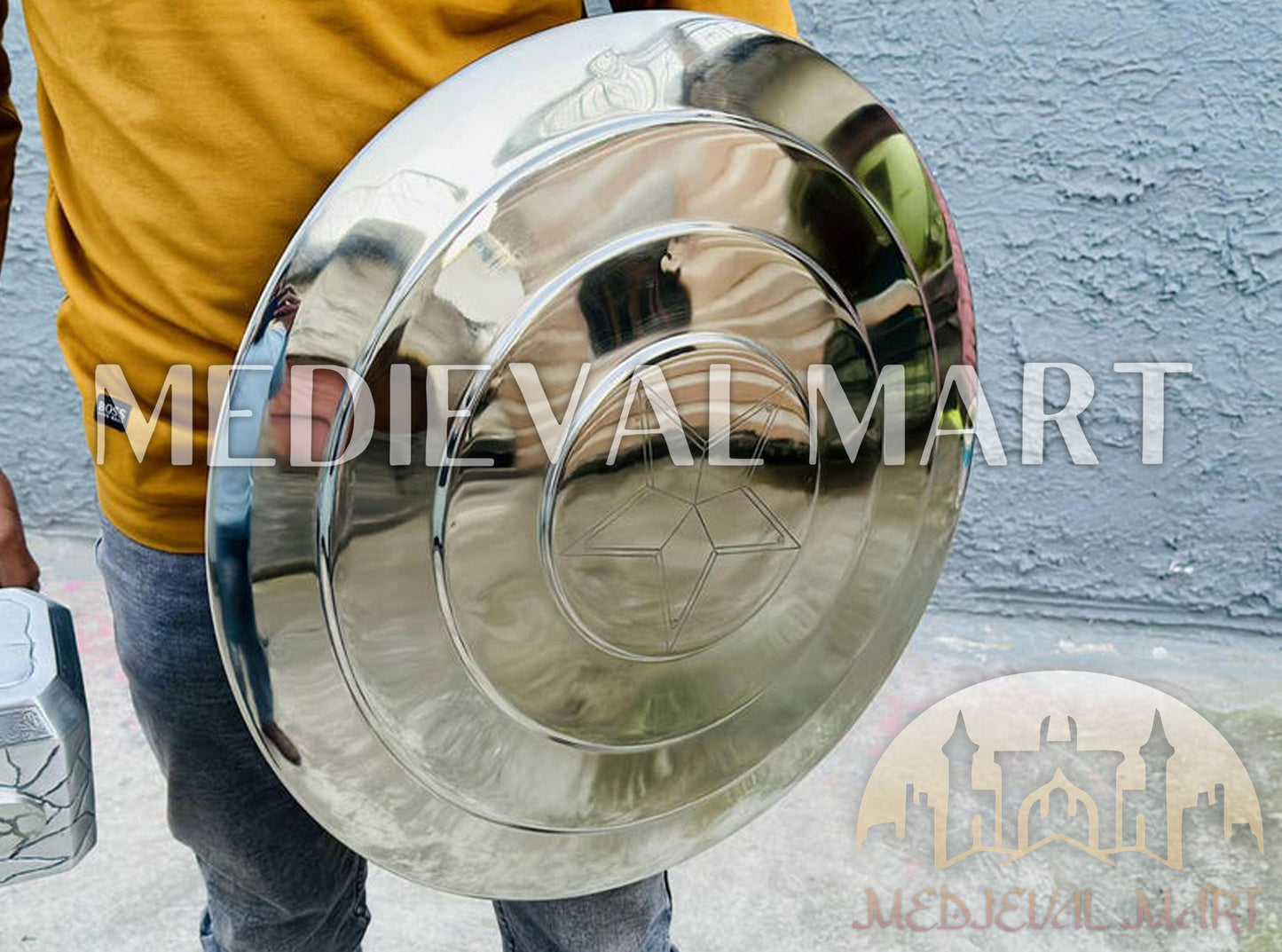 MEDIEVALMART AU First Avengers Steve Rogers Damaged Shield | Gift for Cosplayer