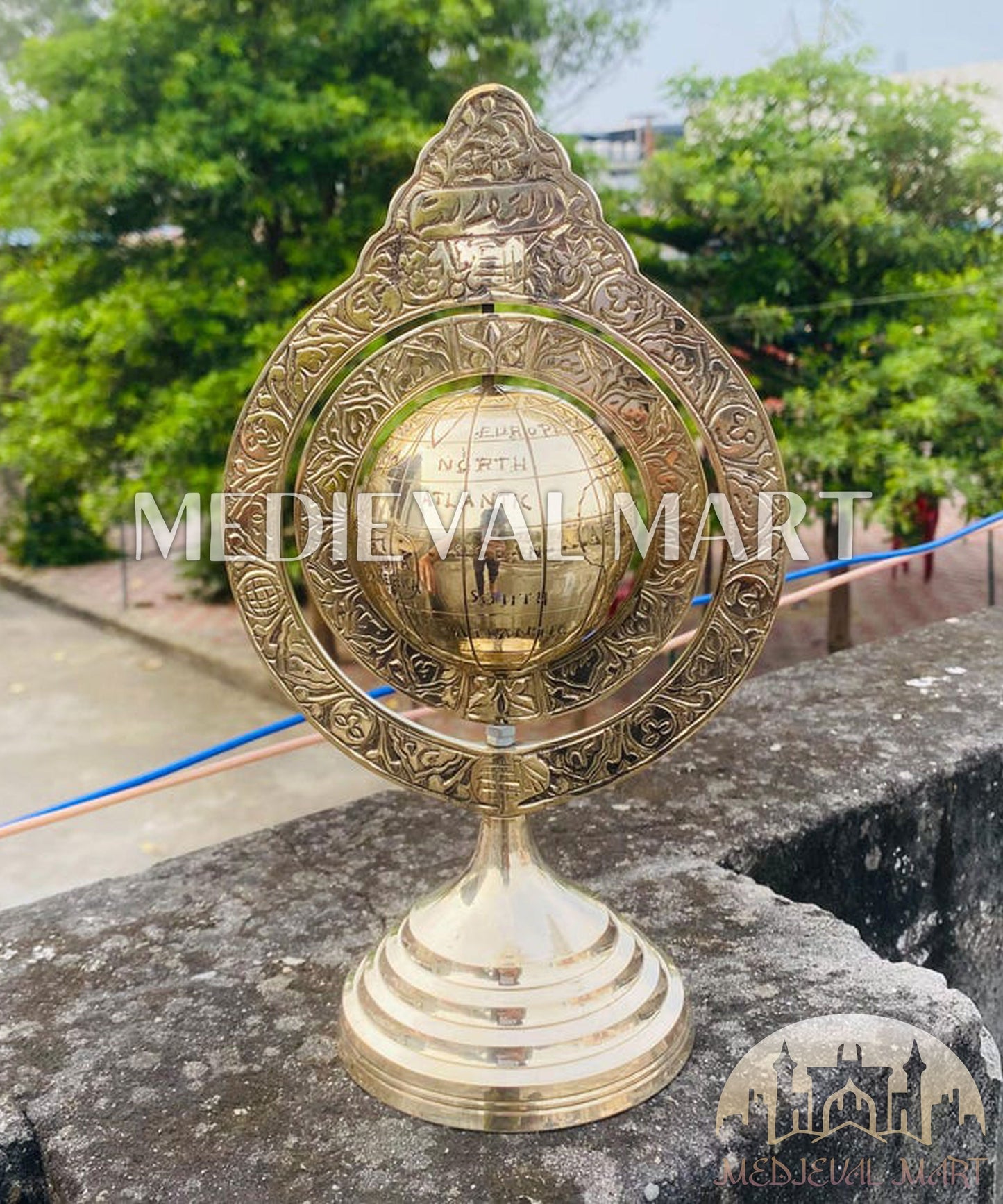 MEDIEVALMART AU "Achilles" Gold Finish Trojan Warrior Helmet W/H Free Stand | Troy Props