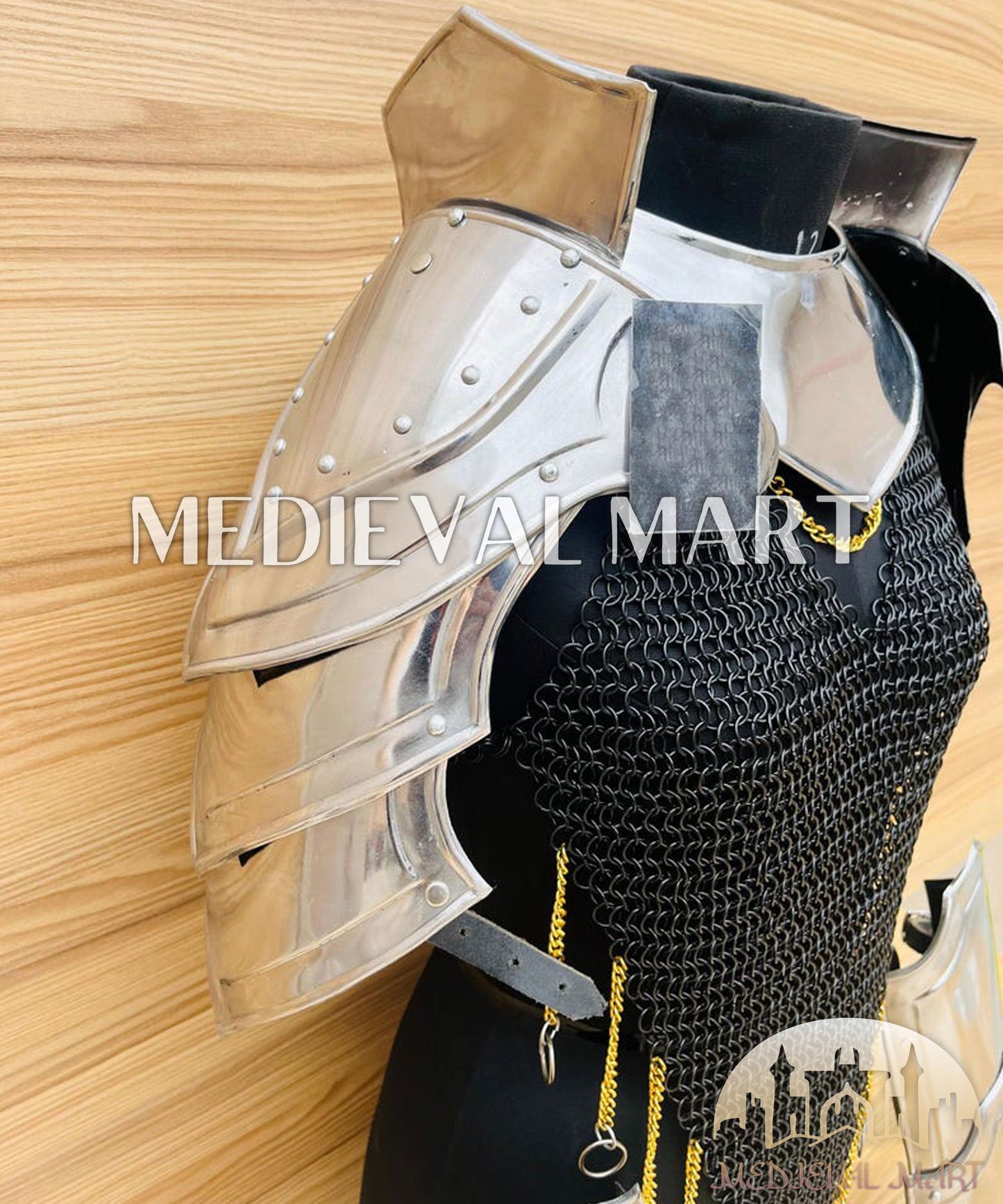 MEDIEVALMART AU Iconic Viking's Jarl Borg Iron Spikes  Battleworn Viking Wooden Shield | Gifts For Dad