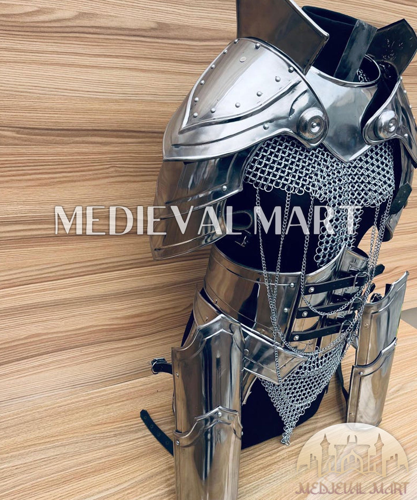 MEDIEVALMART AU (Isolara Dragonplate) Women’s Armor W/H Silver (Dragonfang) Jesus Chainmail + Arms Armor