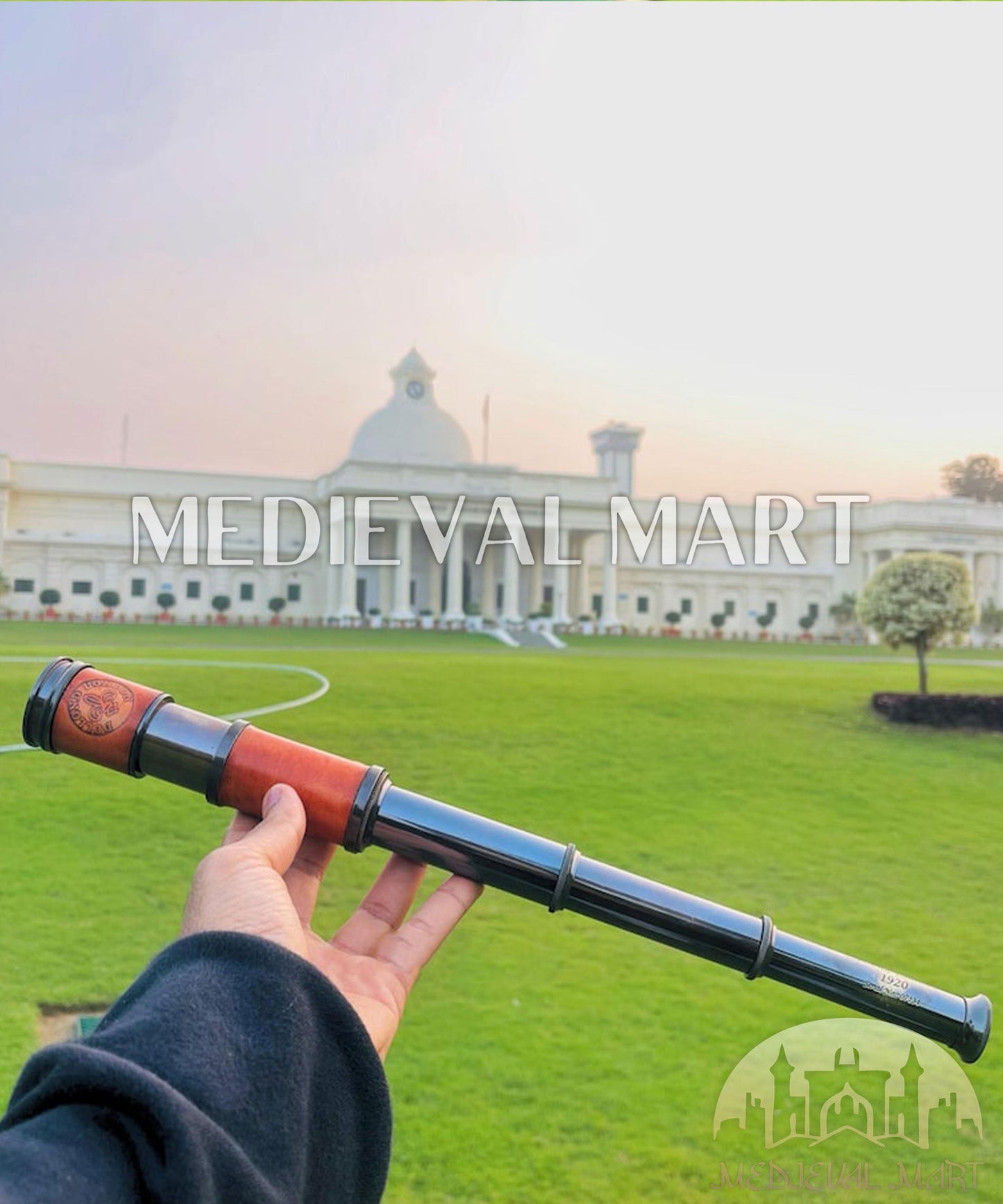 MEDIEVALMART AU Medieval Templar Devil Zelda Cross Inspired Wooden Shield Bliue & Gold Finish | Gift for Christmas Day