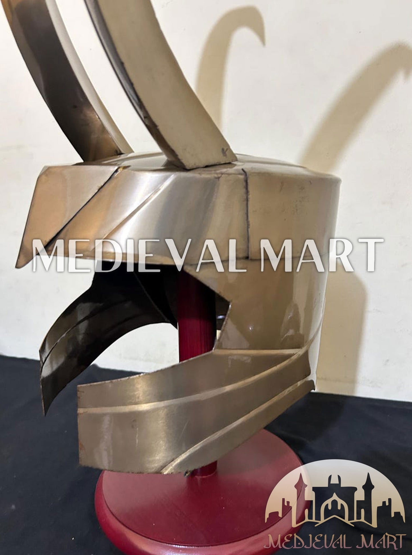 MEDIEVALMART AU Great Fantasy Helmet With Metal Horns or Free Stand | LARP Props