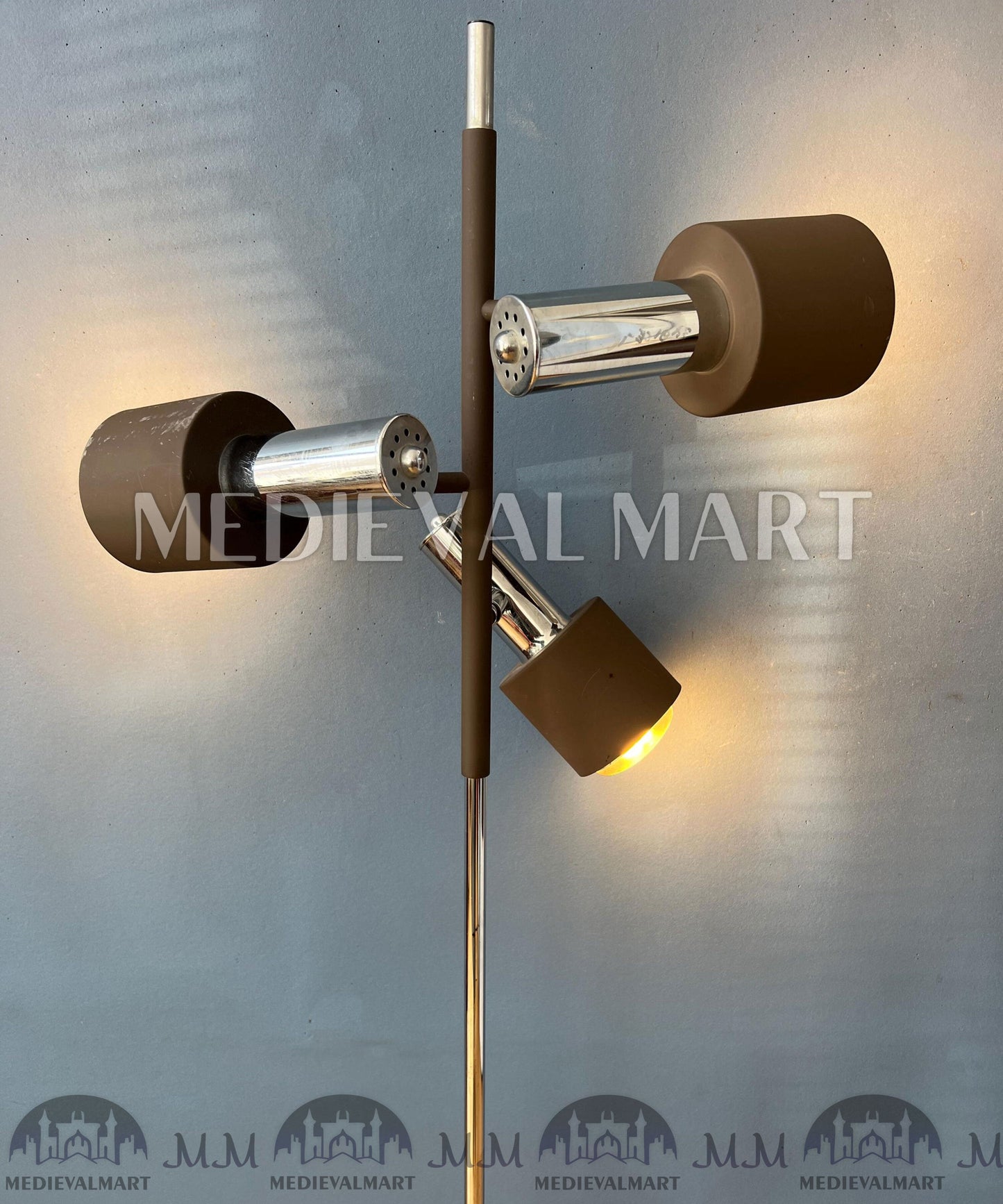 MEDIEVALMART AU Vintage Mid Century Silver Dijkstra Space Age Floor Lamp