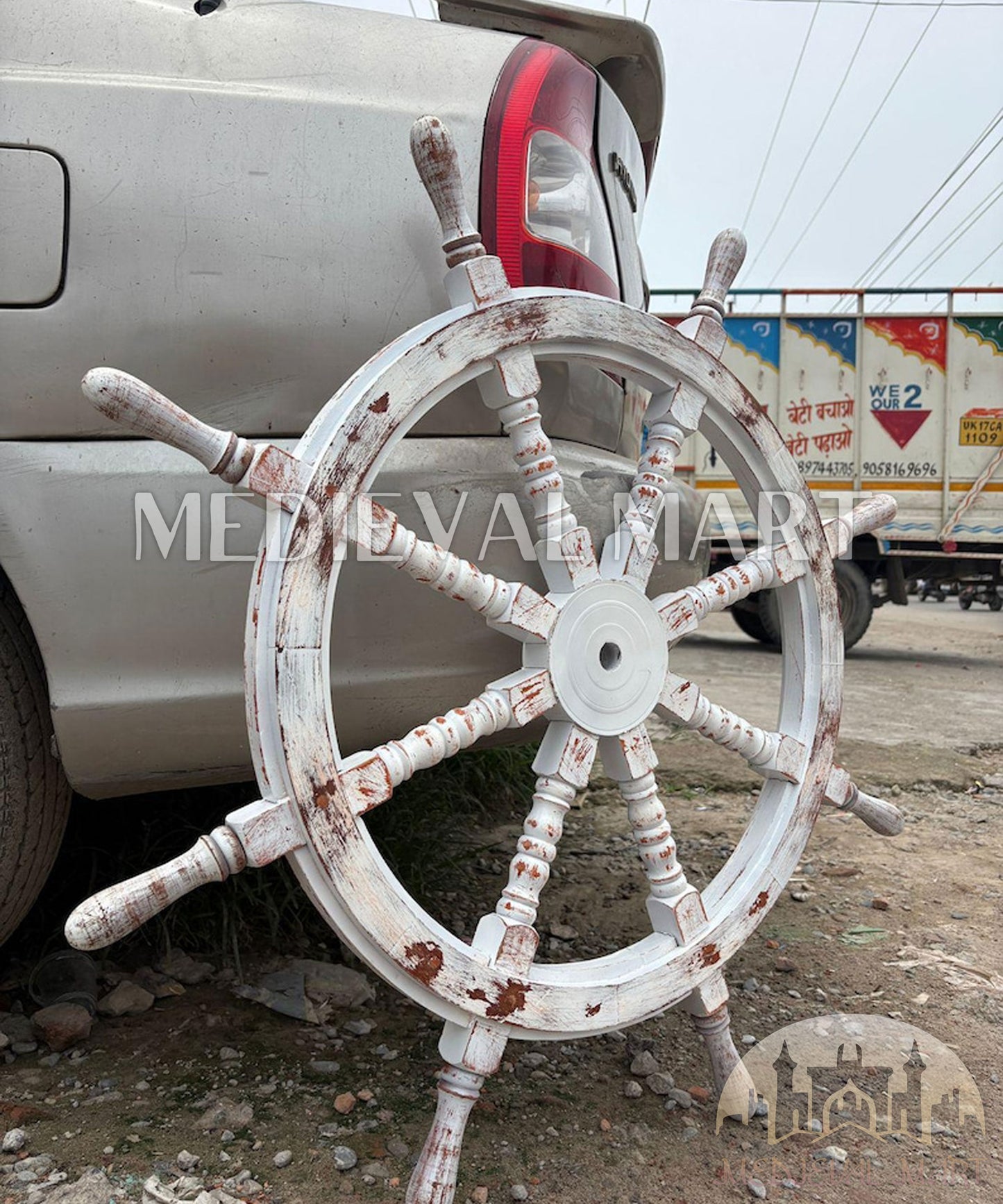 MEDIEVALMART AU Hand Forged Medieval Twisted Troll Cross Iron Pendent With Leather Cord