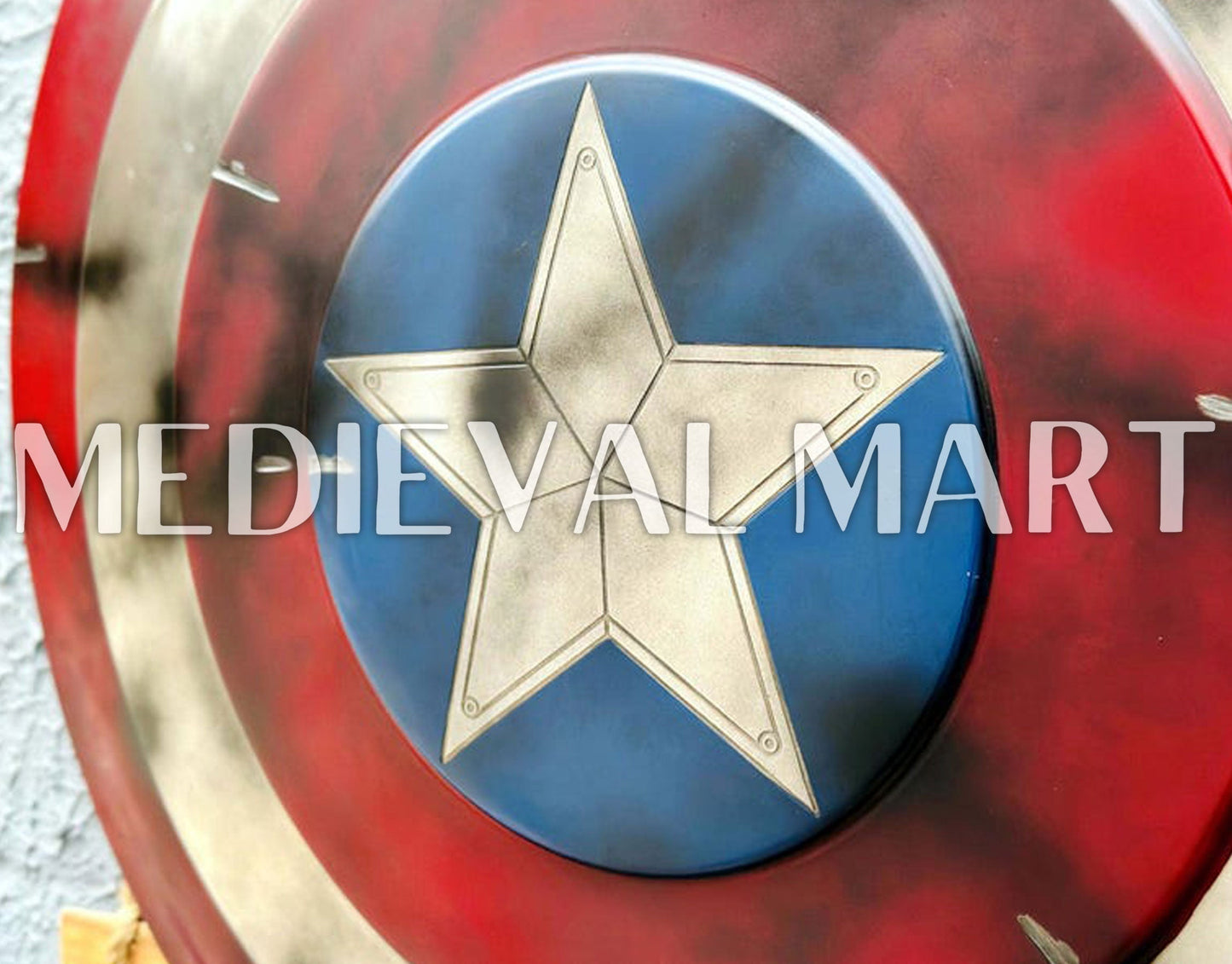 MEDIEVALMART AU First Avengers Steve Rogers Damaged Shield | Gift for Cosplayer