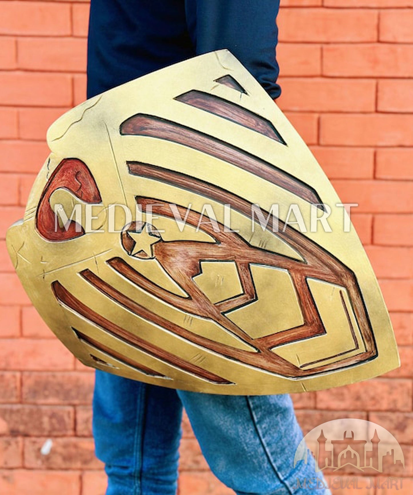 MEDIEVALMART AU First Avengers Steve Rogers Damaged Shield | Gift for Cosplayer