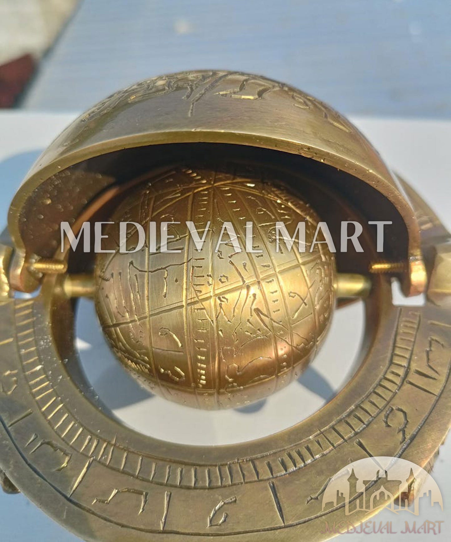 MEDIEVALMART AU "Achilles" Gold Finish Trojan Warrior Helmet W/H Free Stand | Troy Props