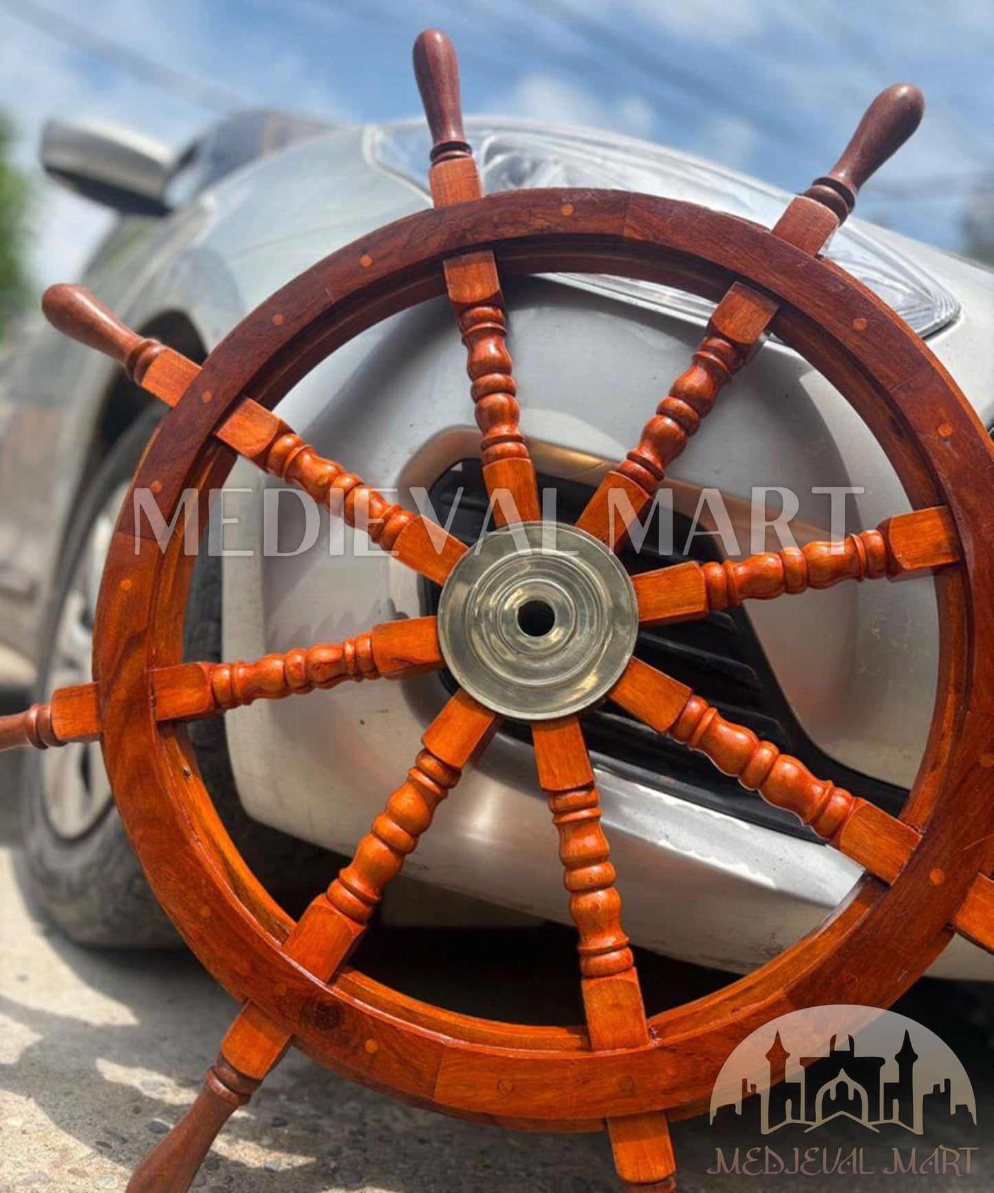 MEDIEVALMART AU Hand Forged Medieval Twisted Troll Cross Iron Pendent With Leather Cord