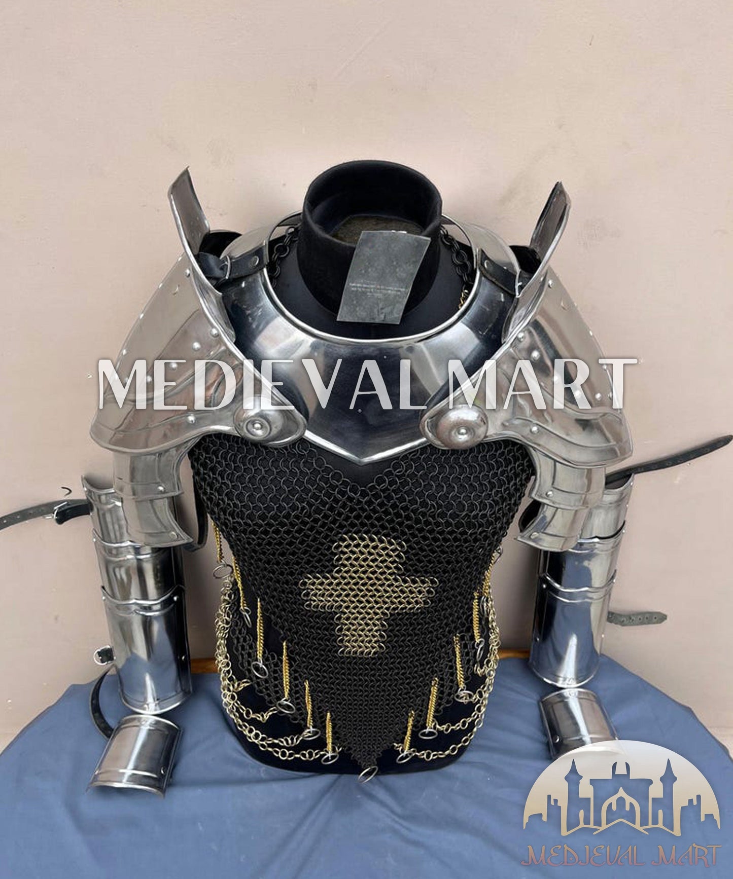 MEDIEVALMART AU (Isolara Dragonplate) Women’s Armor W/H Silver (Dragonfang) Jesus Chainmail + Arms Armor