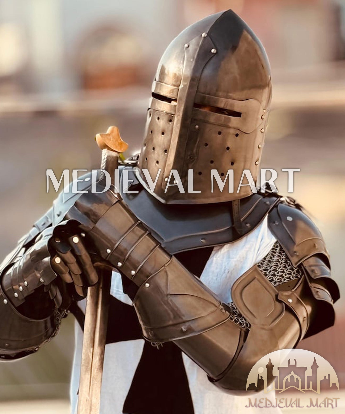 MEDIEVALMART AU Hand Forged Medieval Twisted Troll Cross Iron Pendent With Leather Cord