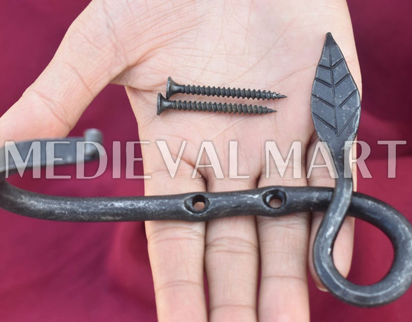MEDIEVALMART AU Hand Forged Medieval Twisted Troll Cross Iron Pendent With Leather Cord