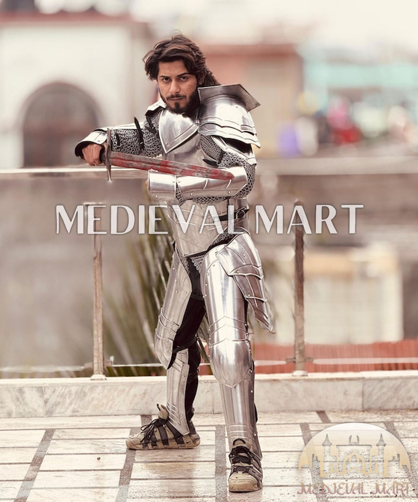 MEDIEVALMART AU Hand Forged Medieval Twisted Troll Cross Iron Pendent With Leather Cord