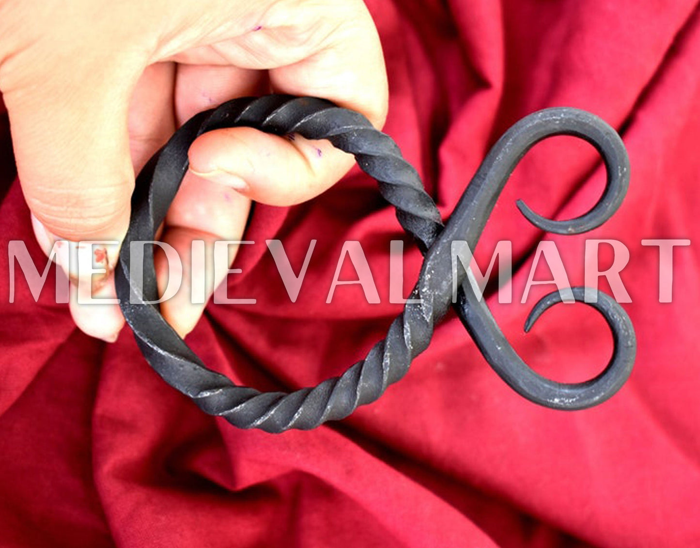 MEDIEVALMART AU Hand Forged Medieval Twisted Troll Cross Iron Pendent With Leather Cord