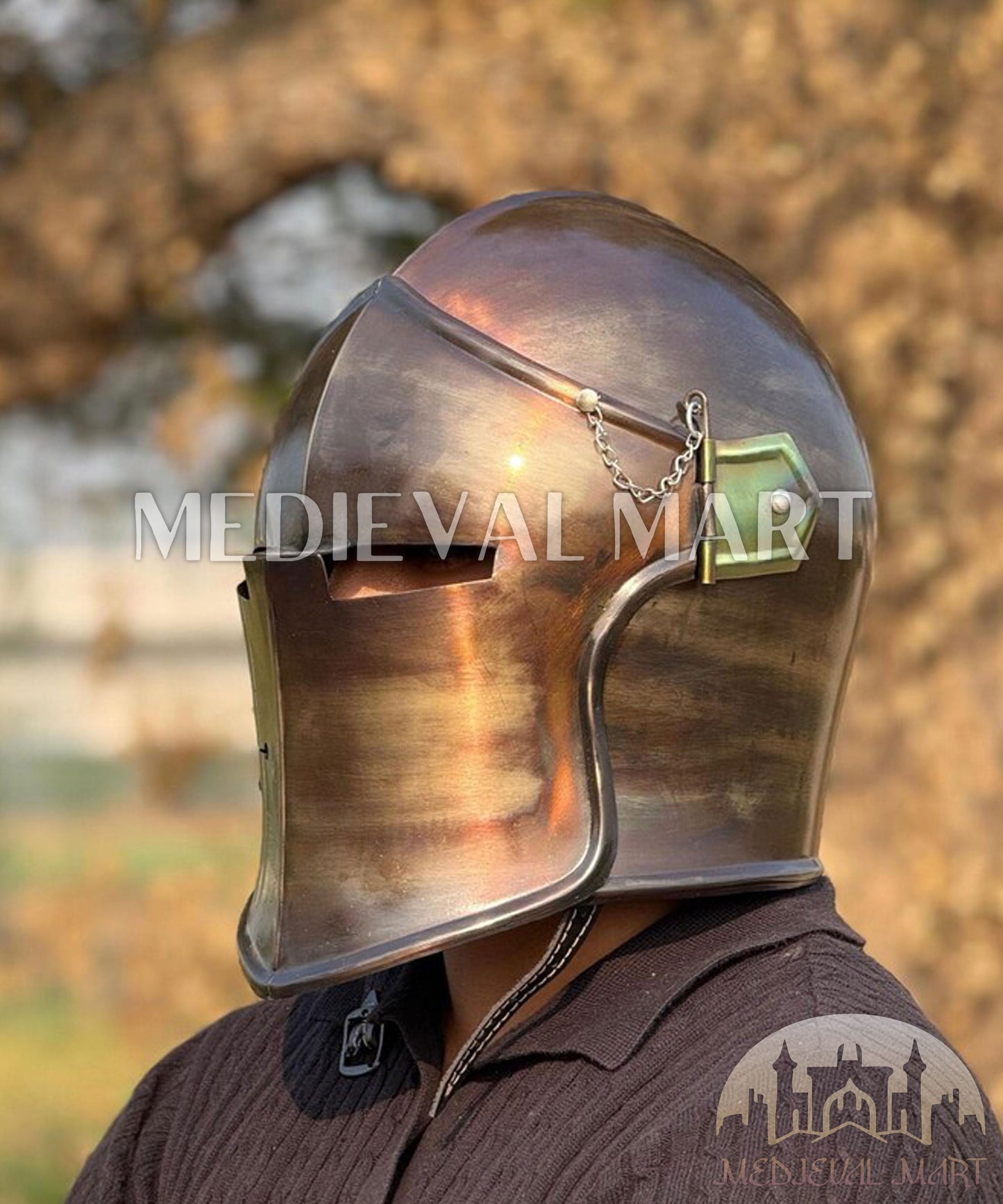 MEDIEVALMART AU Great Fantasy Helmet With Metal Horns or Free Stand | LARP Props