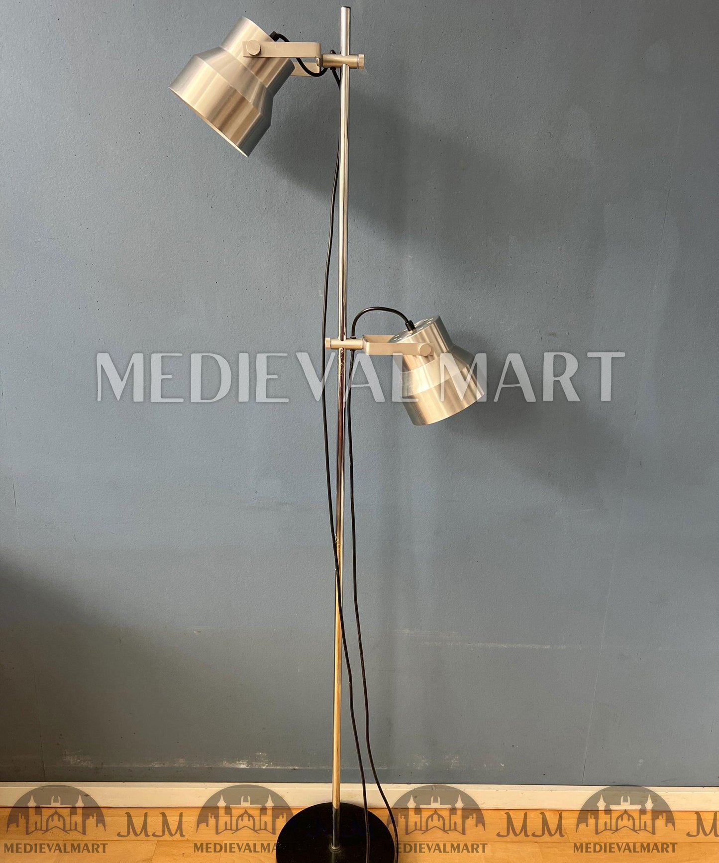 MEDIEVALMART AU Vintage Mid Century Silver Dijkstra Space Age Floor Lamp