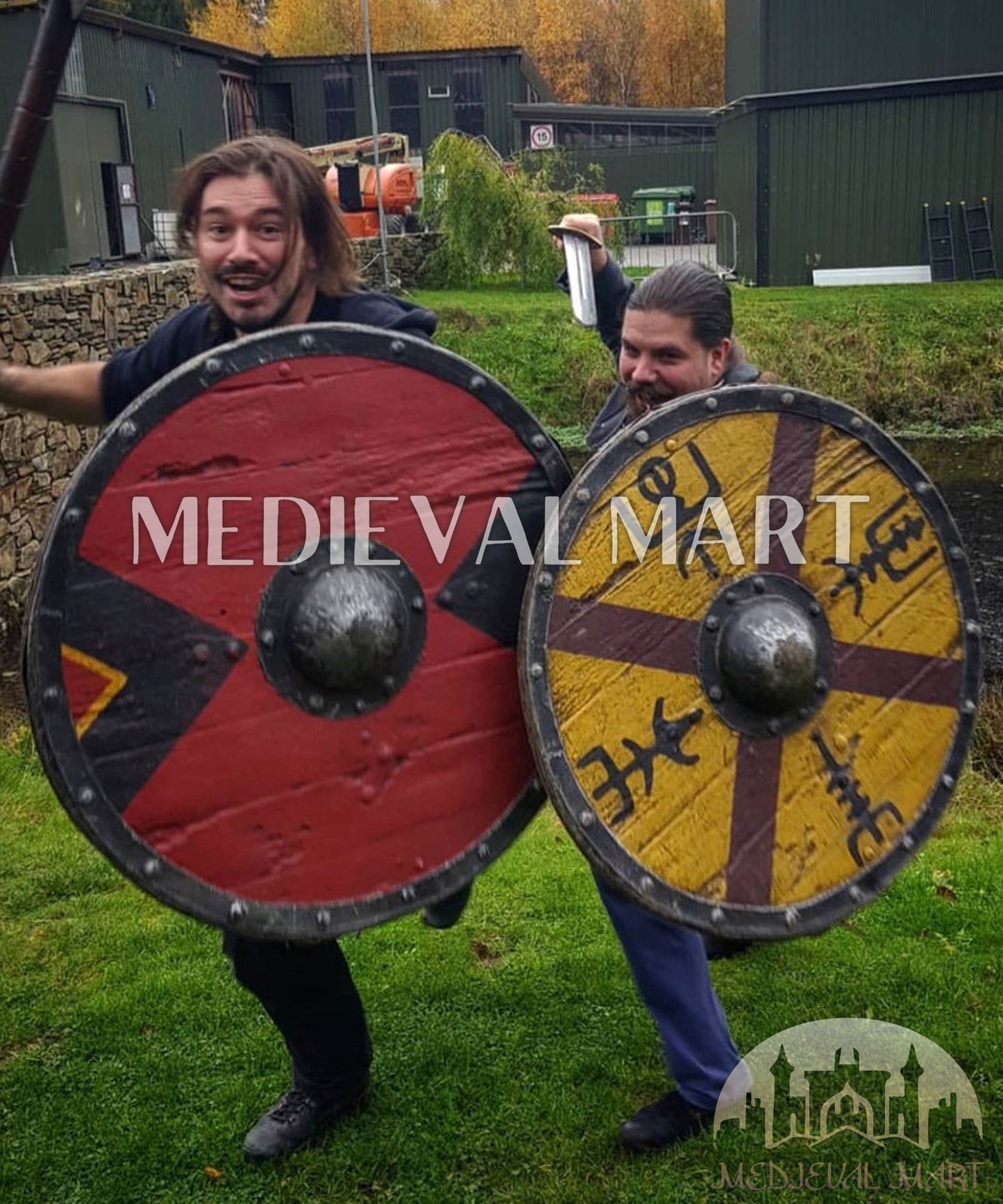 MEDIEVALMART AU Iconic Viking's Jarl Borg Iron Spikes  Battleworn Viking Wooden Shield | Gifts For Dad