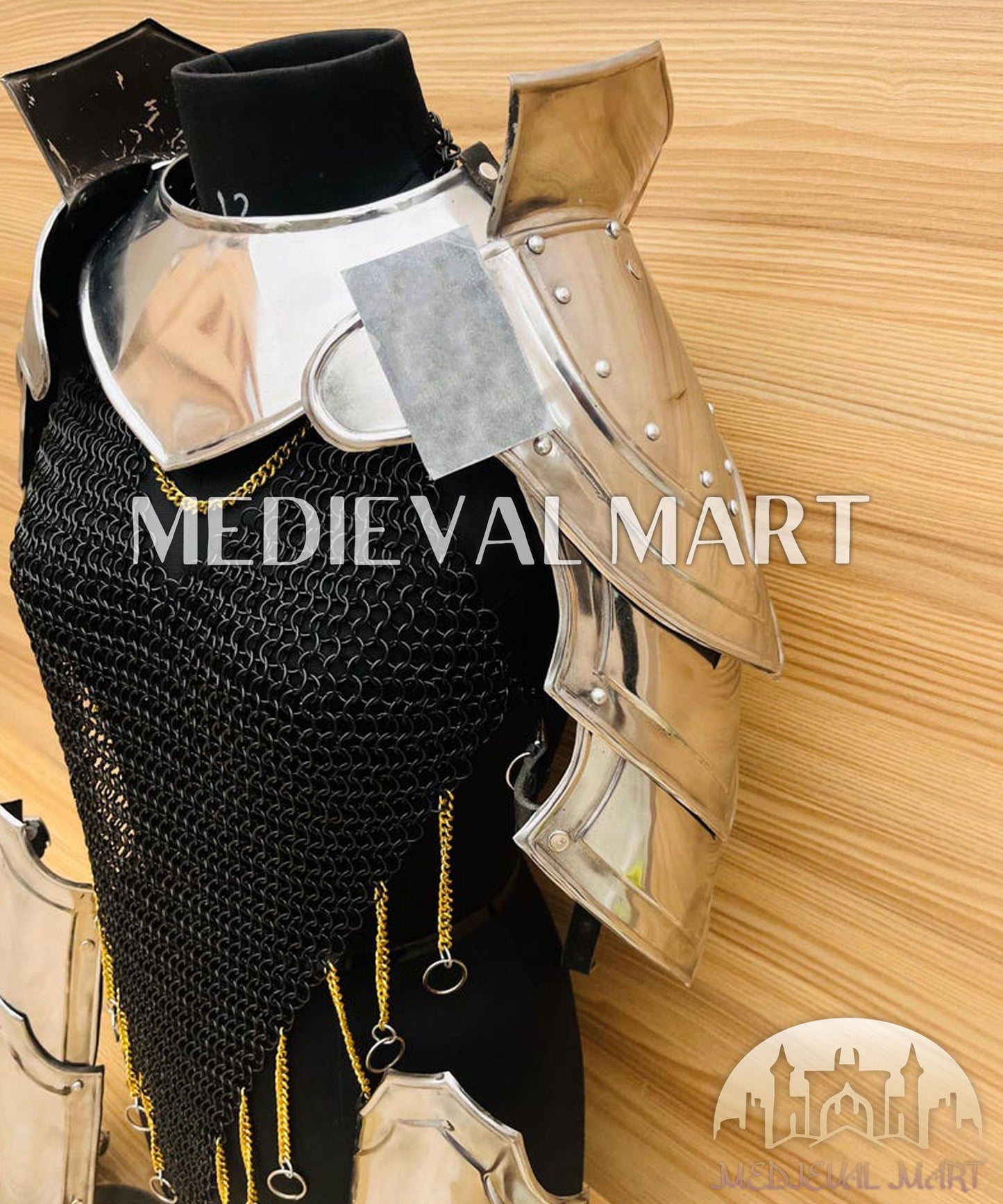 MEDIEVALMART AU Iconic Viking's Jarl Borg Iron Spikes  Battleworn Viking Wooden Shield | Gifts For Dad